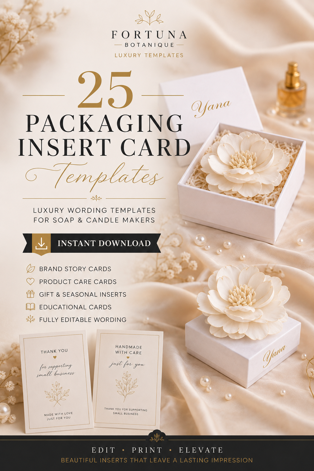 Luxury Soap Packaging Insert Card Templates | Editable Printable Thank You & Care Cards for Handmade Soap Businesses