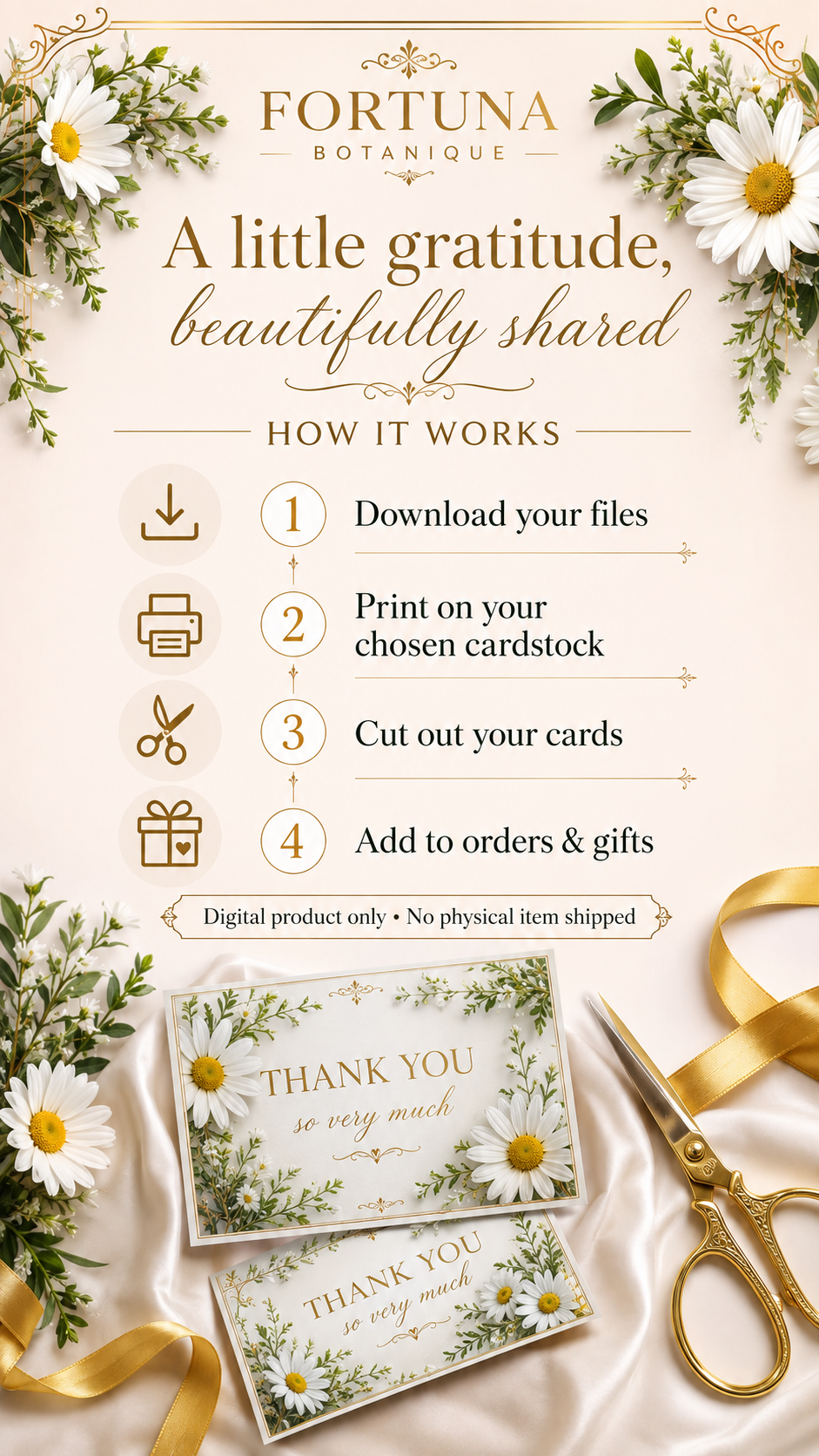 Luxury Daisys Printable Thank You Cards | 50 Small Business Cards