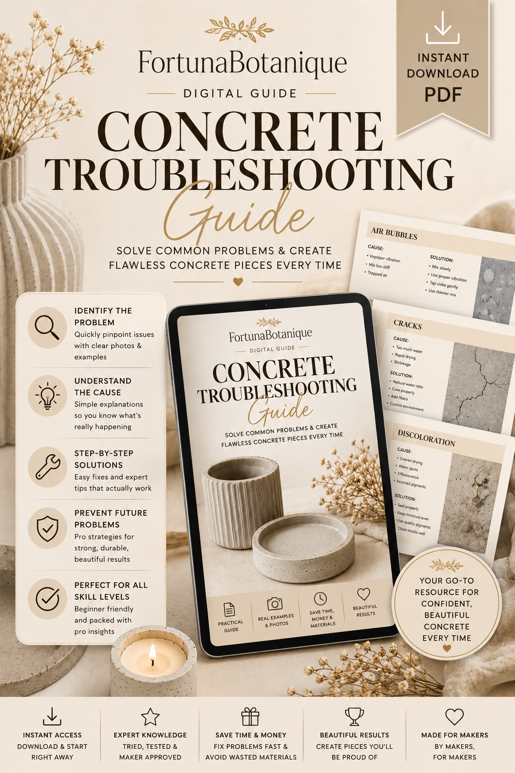 Concrete Troubleshooting Guide | Fix Common Casting Problems & Improve Your Results | Instant PDF Download