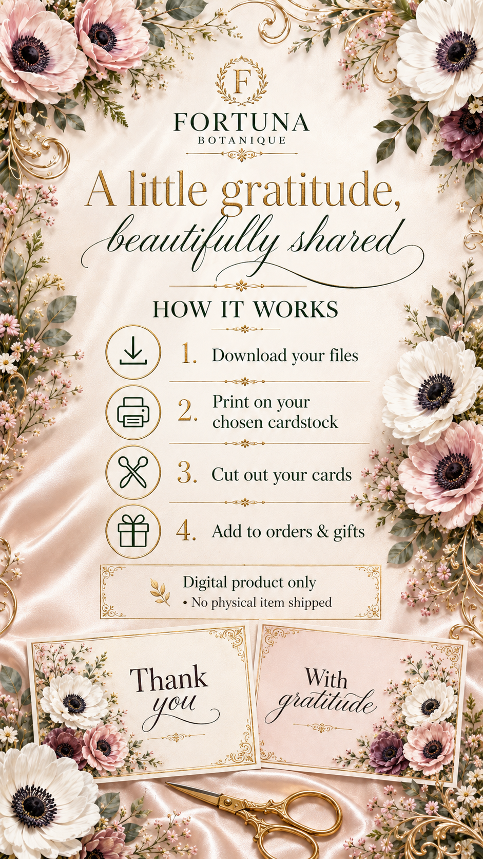 Luxury Anemone Printable Thank You Cards | 50 Small Business Cards