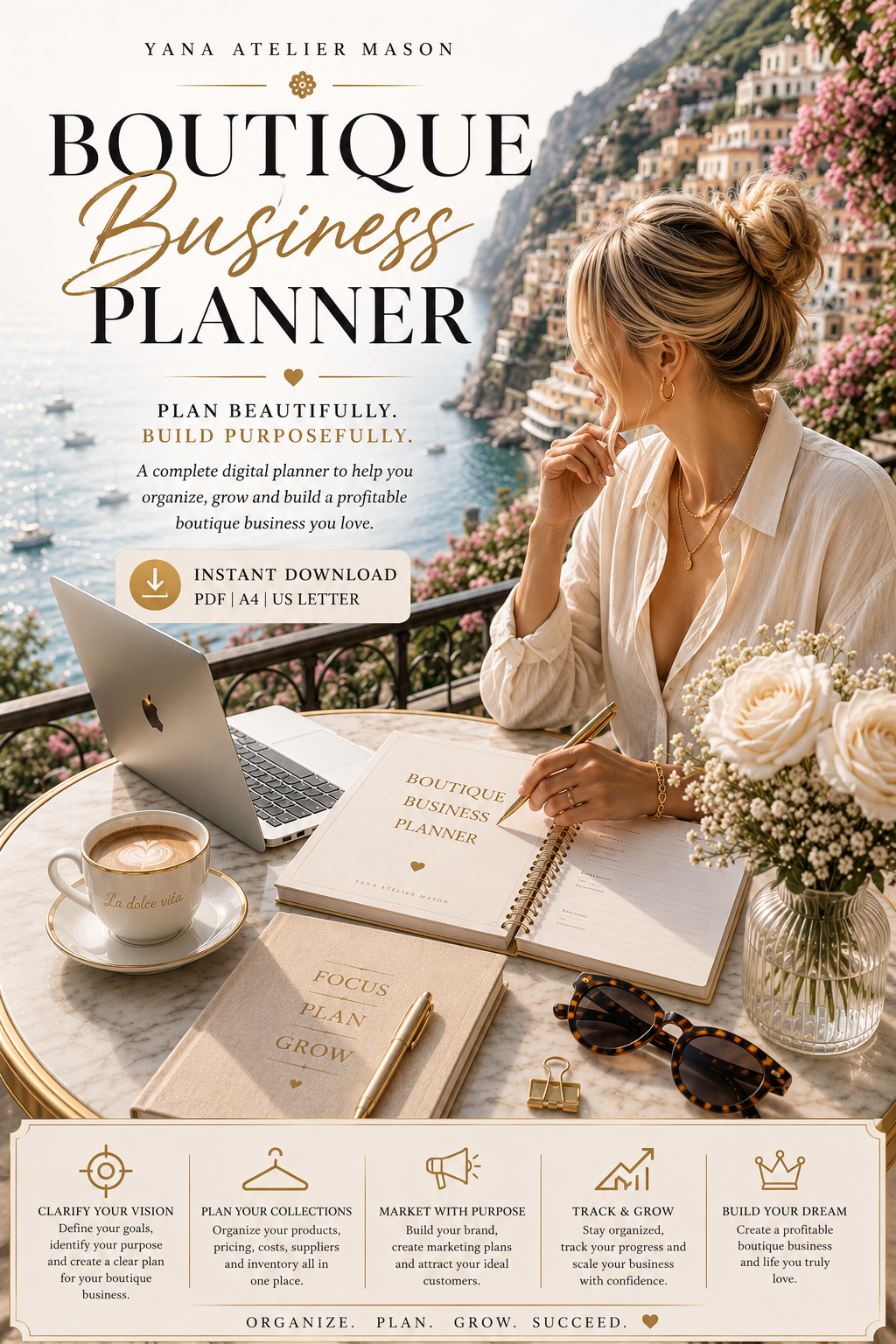 Boutique Business Planner | Luxury Small Business Planner & Entrepreneur Workbook | Instant PDF Download