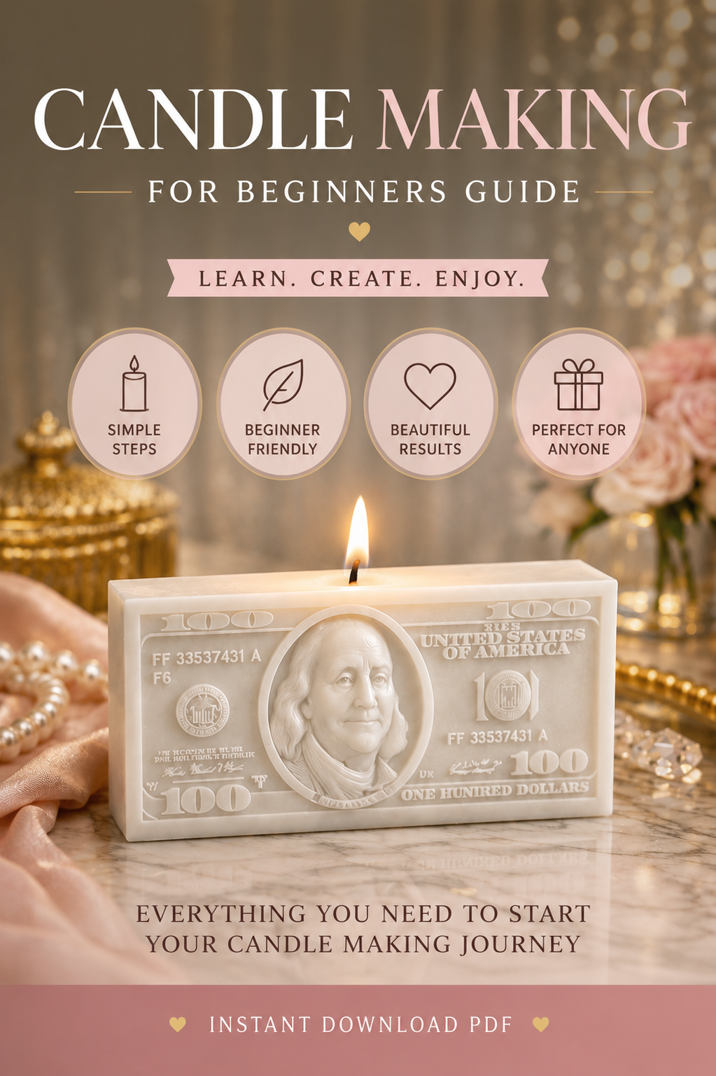 Money Candle Making for Beginners Guide | Luxury Candle Tutorial | Instant PDF Download