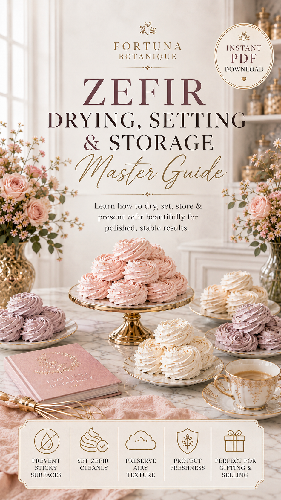 Zefir Drying, Setting & Storage Master Guide | Humidity, Airflow, Shelf Life, Freshness, Packaging & Troubleshooting PDF for Home Bakers