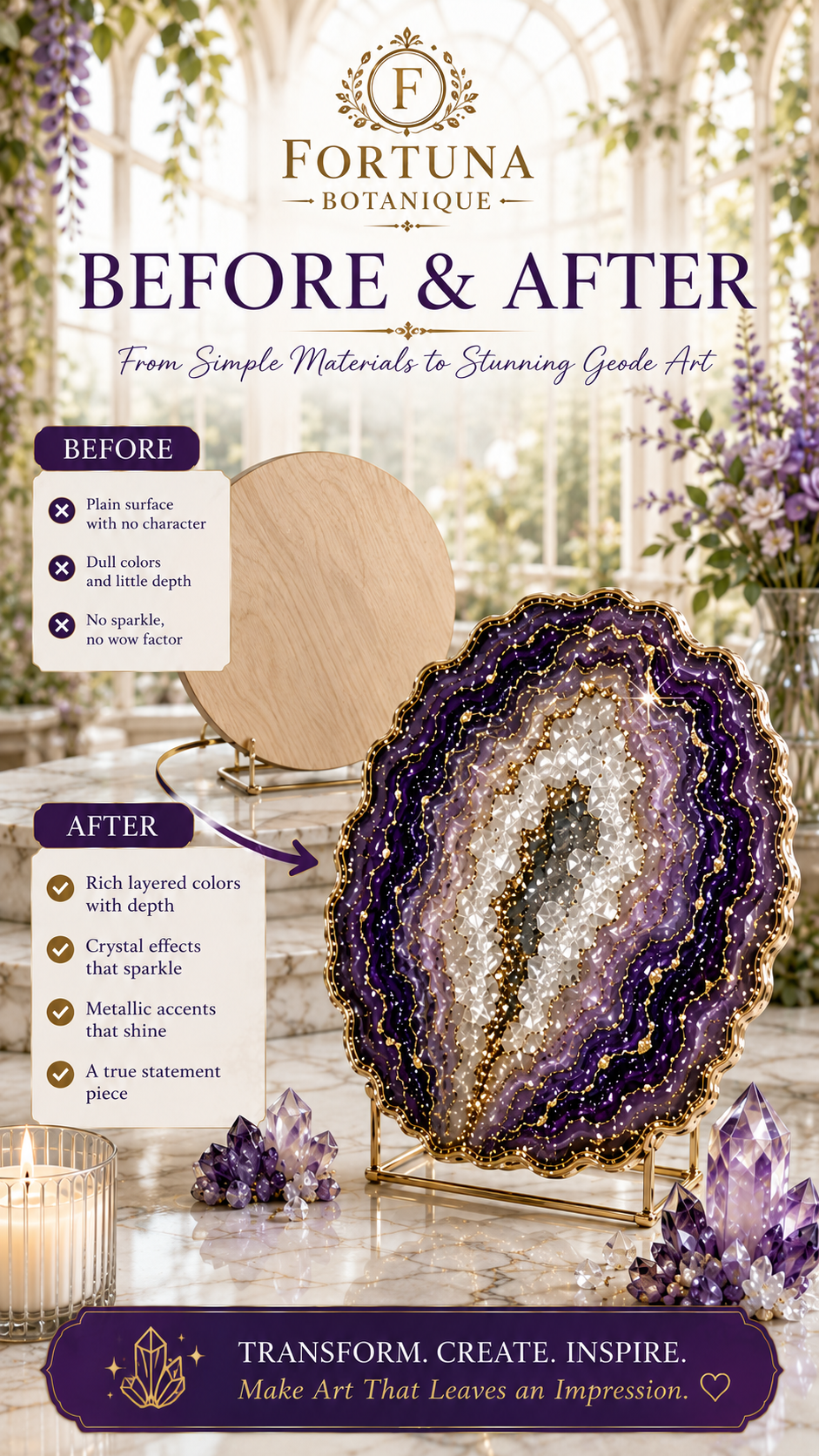 Resin Geode Art Tutorial Guide | Crystal-Inspired Resin Art Step-by-Step Digital Download