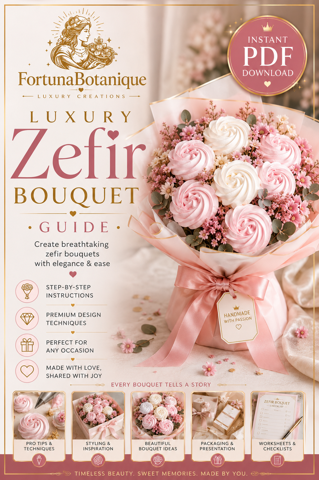 Luxury Zefir Bouquet Guide | Instant PDF Download