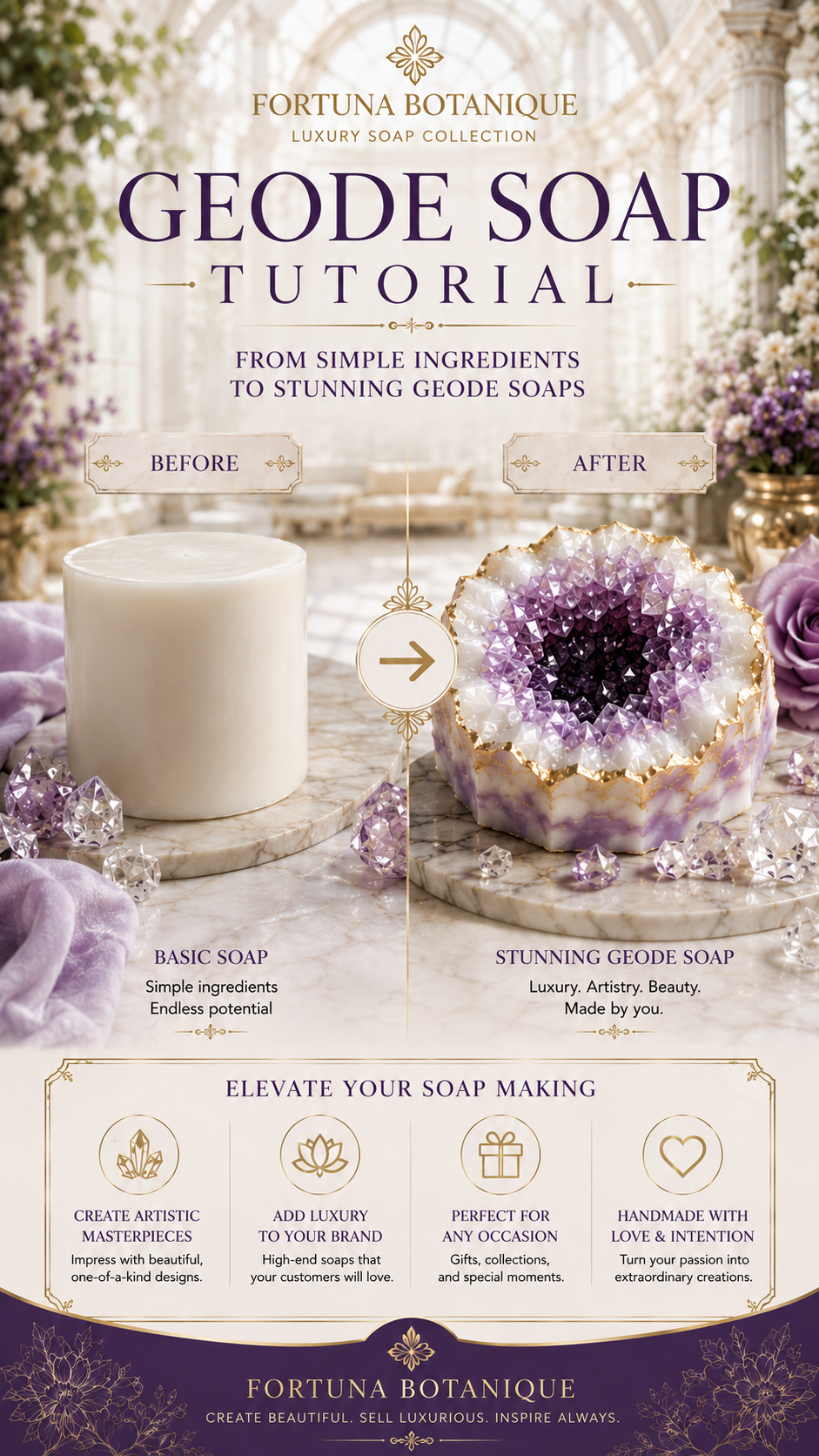 Geode Soap Tutorial | Luxury Melt & Pour Soap Making Guide | Digital PDF Download | Crystal Soap Design Class | Beginner to Advanced