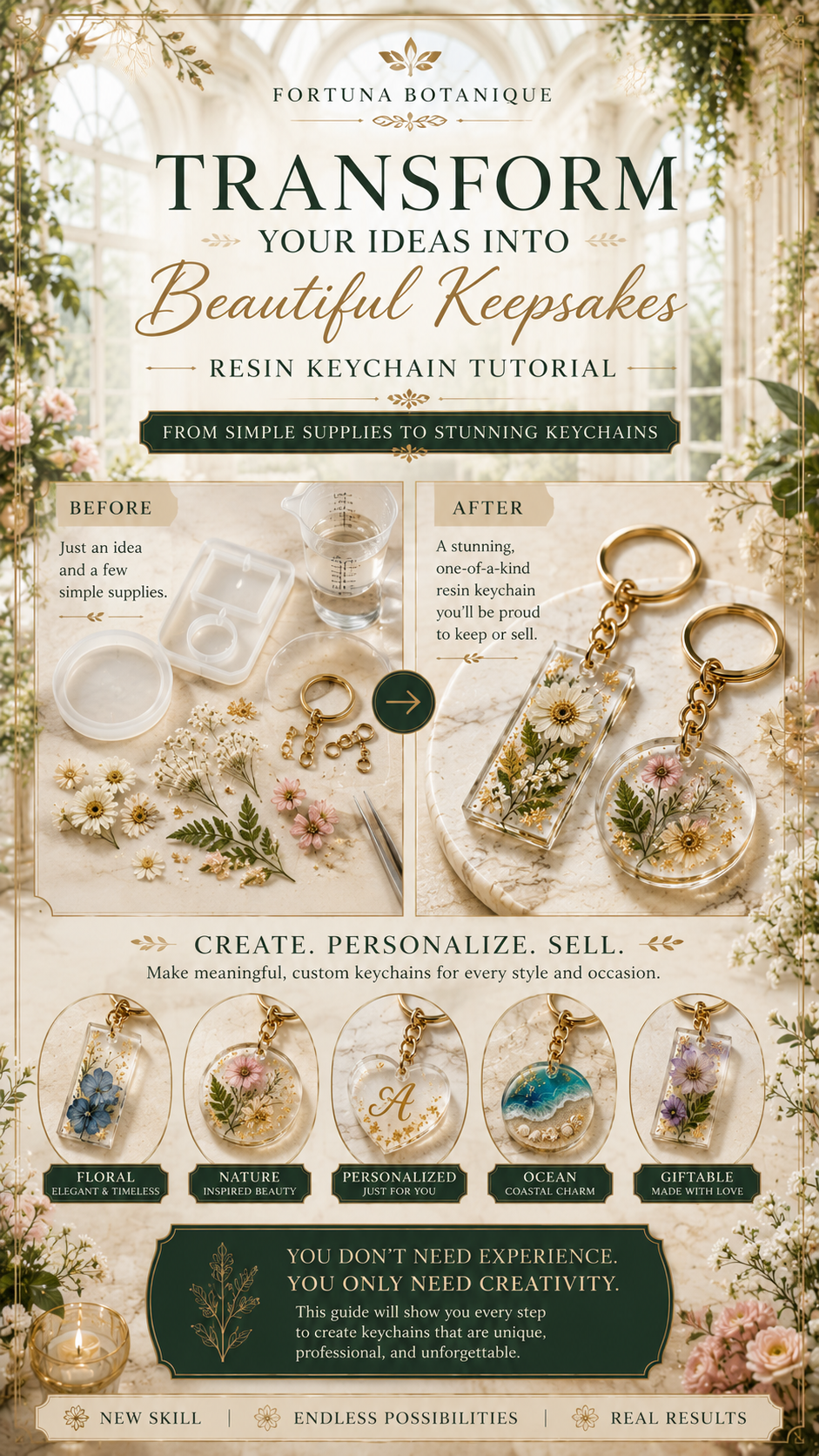 Resin Keychain Tutorial Guide | Step-by-Step Botanical Resin Craft Workbook