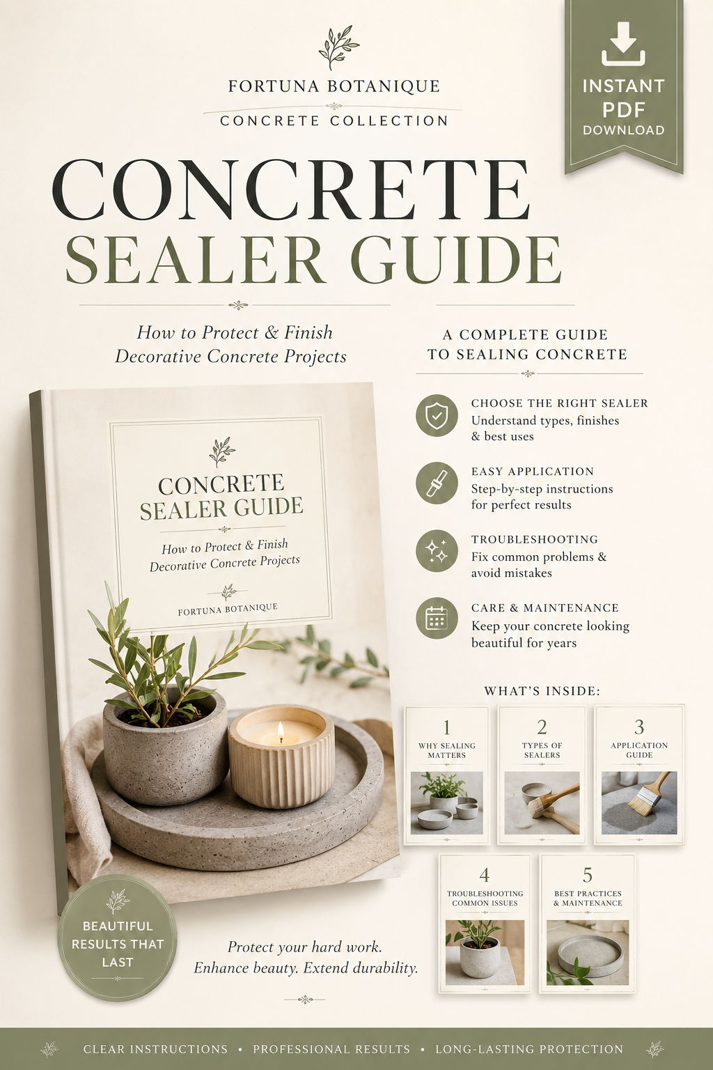 Concrete Sealer Guide | Protect, Finish & Seal Decorative Concrete Projects | Instant PDF Download