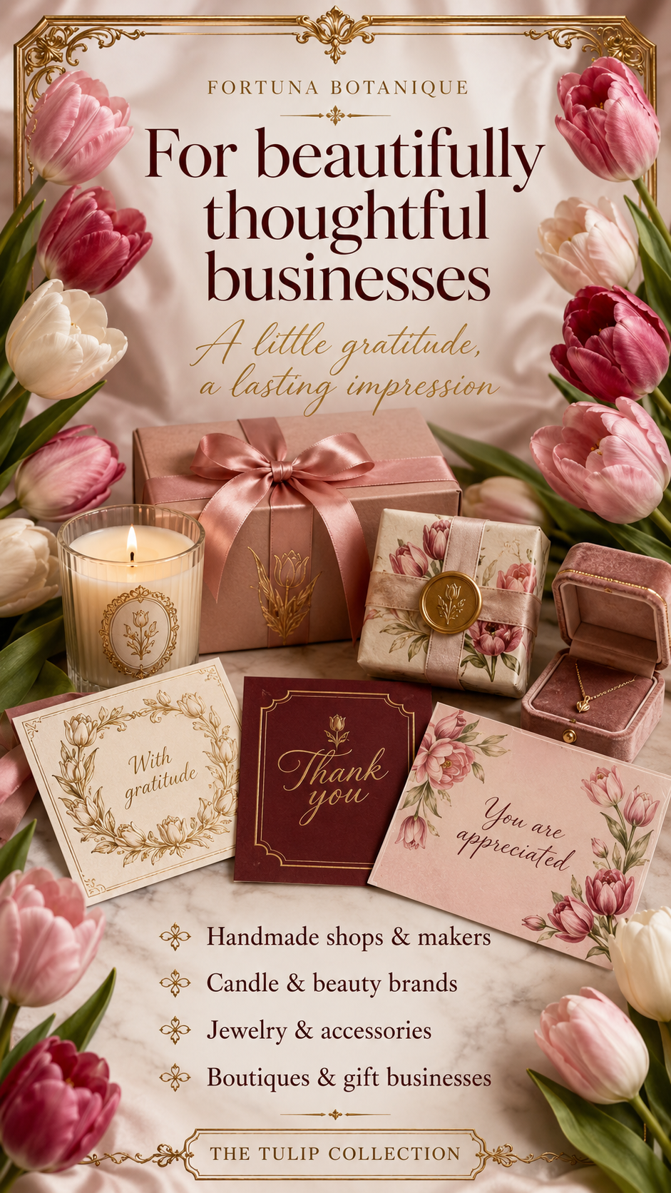 Luxury Tulip Printable Thank You Cards | 50 Small Business Cards