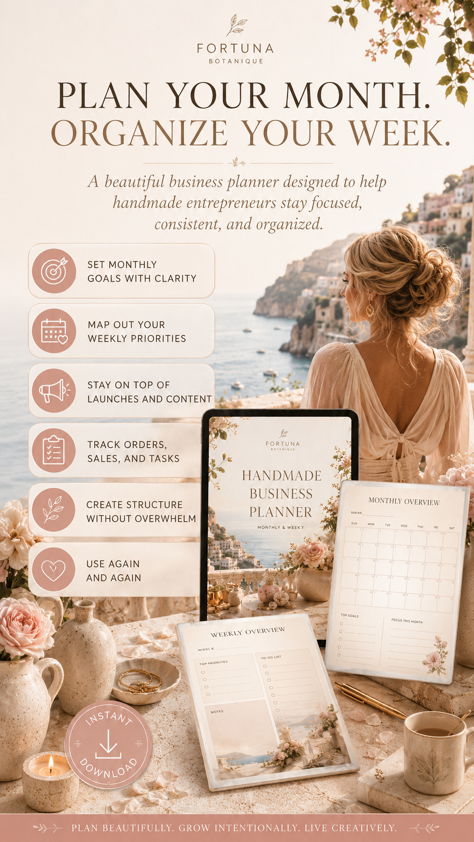 Monthly & Weekly Handmade Business Planner | Printable PDF