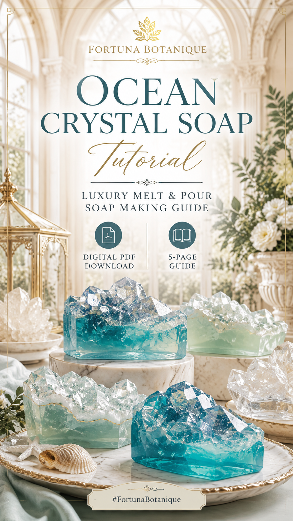 Ocean Crystal Soap Tutorial | Luxury Melt & Pour Soap Making Guide | Digital PDF Download
