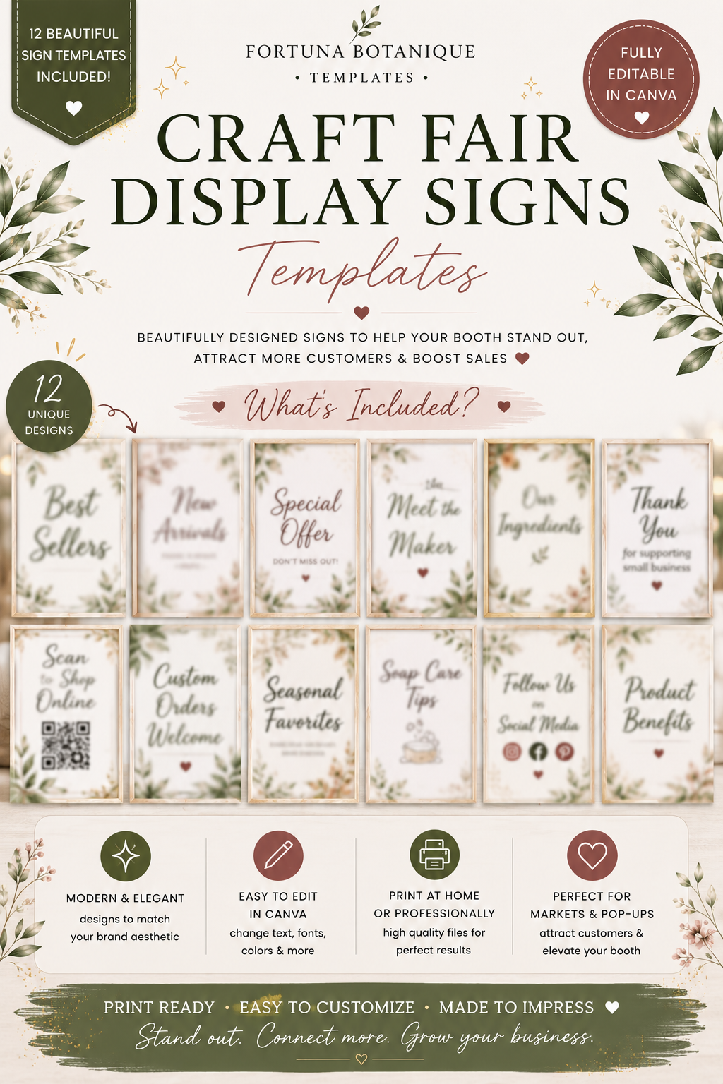 Luxury Business Display Sign Templates | Editable Canva Signs for Markets, Pop-Ups & Retail Displays (Instant PDF Download)
