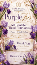 Luxury Iris Printable Thank You Cards | 50 Small Business Cards