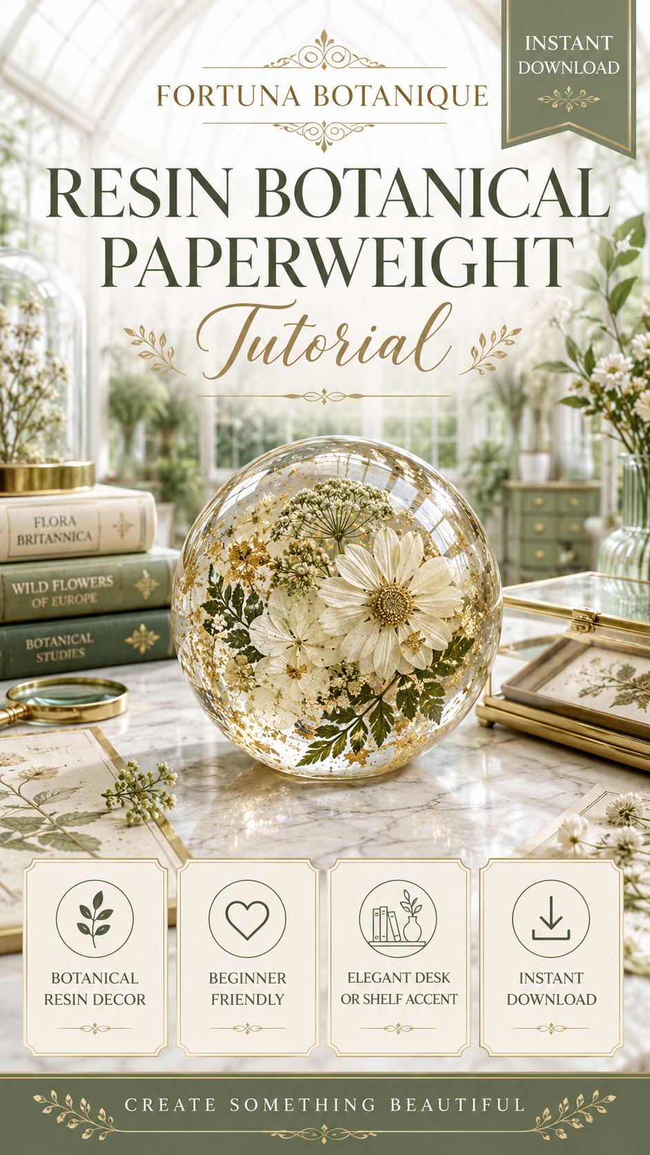 Resin Botanical Paperweight Tutorial | Pressed Flower Resin Guide