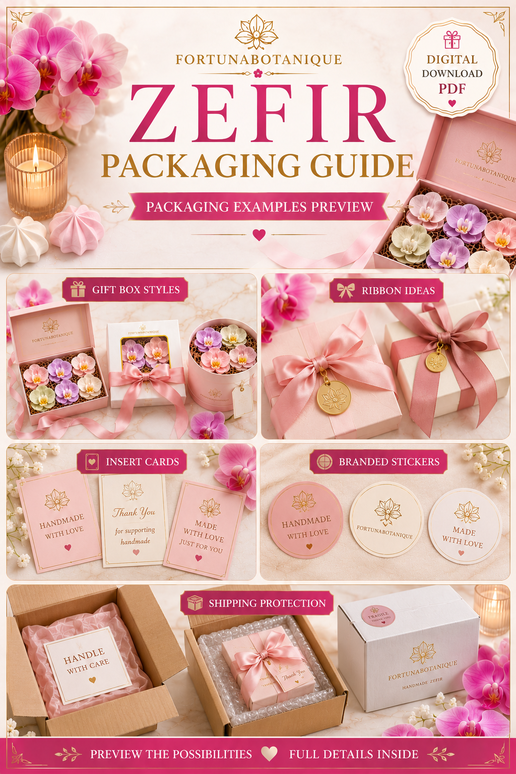 Luxury Zefir Packaging Guide | Premium Packaging Ideas for Zefir Flowers & Dessert Boxes | PDF Gift Box & Branding Guide