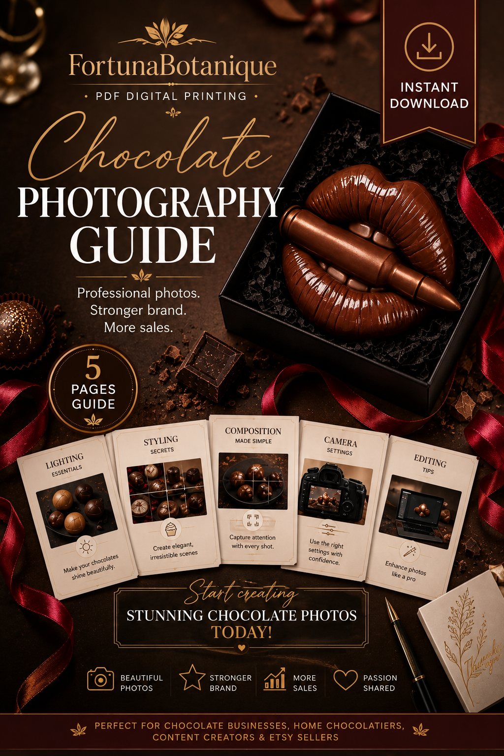 Luxury Chocolate Photography Guide | Master Product Styling, Lighting & Content Creation for Chocolate Brands (Instant PDF Download)