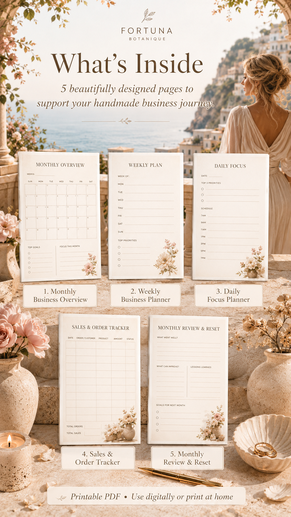 Monthly & Weekly Handmade Business Planner | Printable PDF