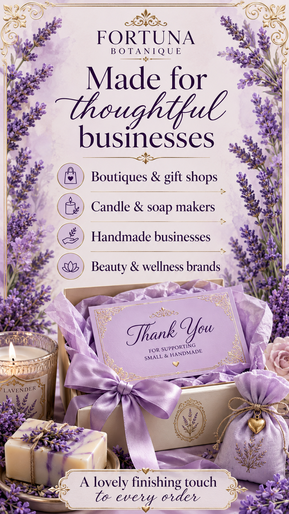 Luxury Lavender Printable Thank You Cards | 50 Small Business Cards