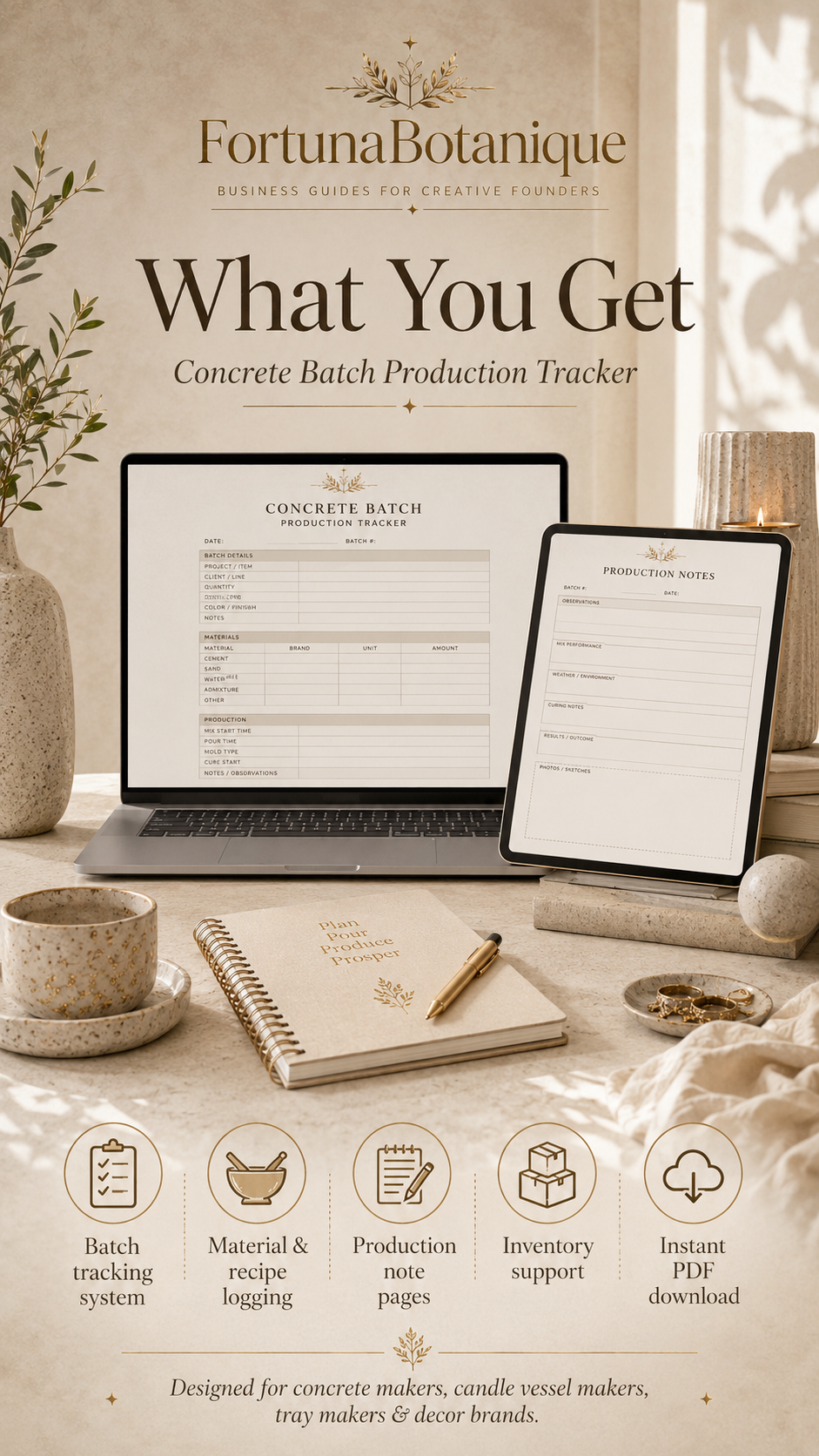 Concrete Batch Production Tracker | Production, Quality Control & Inventory PDF Guide