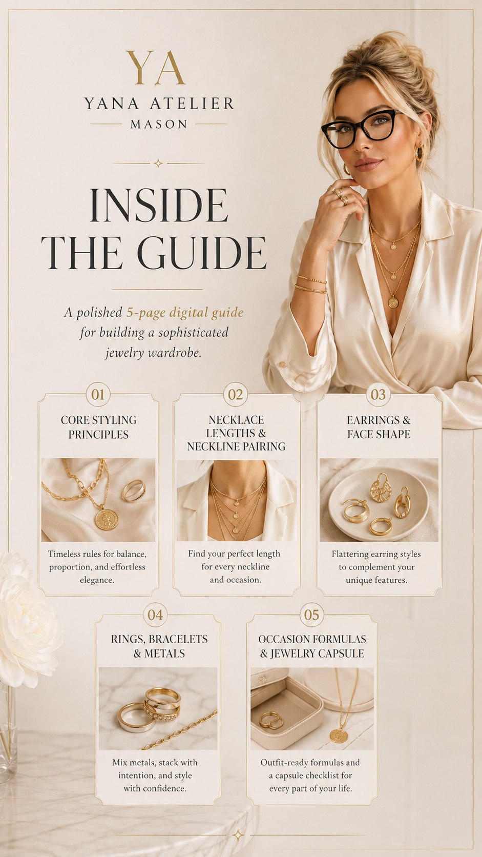 Jewelry Styling Guide | Jewelry Layering & Proportion Guide | Elegant Accessories Style Guide | Digital Fashion Guide
