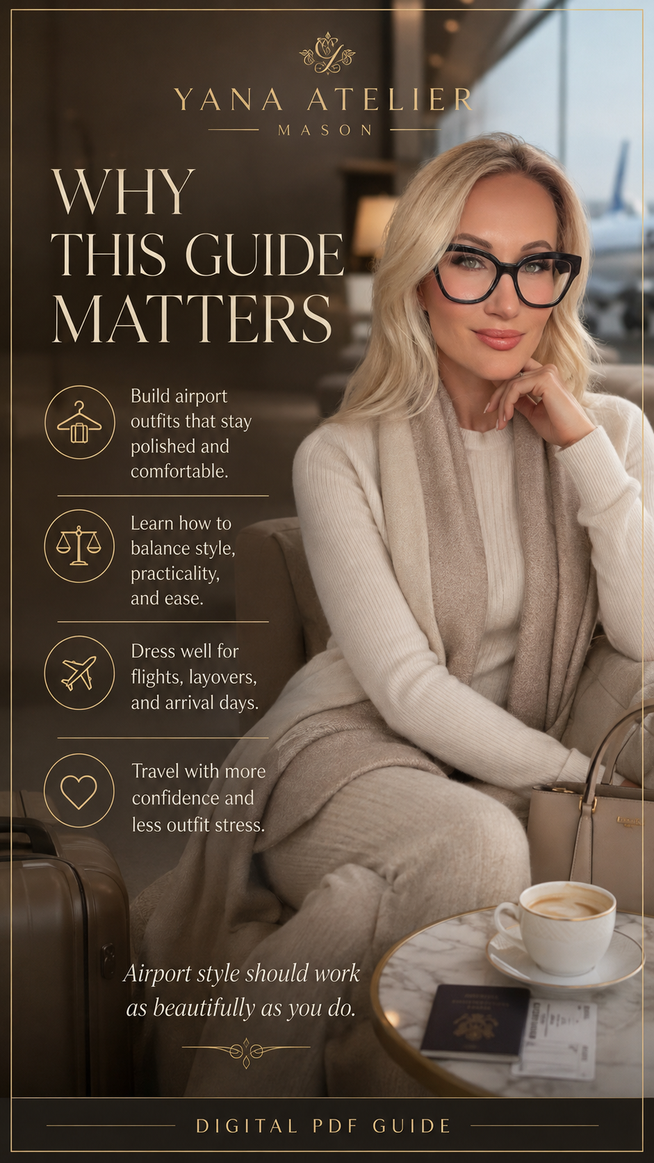 Airport Outfit Style Guide | Chic Travel Outfits, Elegant Airport Fashion, Comfortable Travel Style, Luxury Women’s Digital PDF Guide