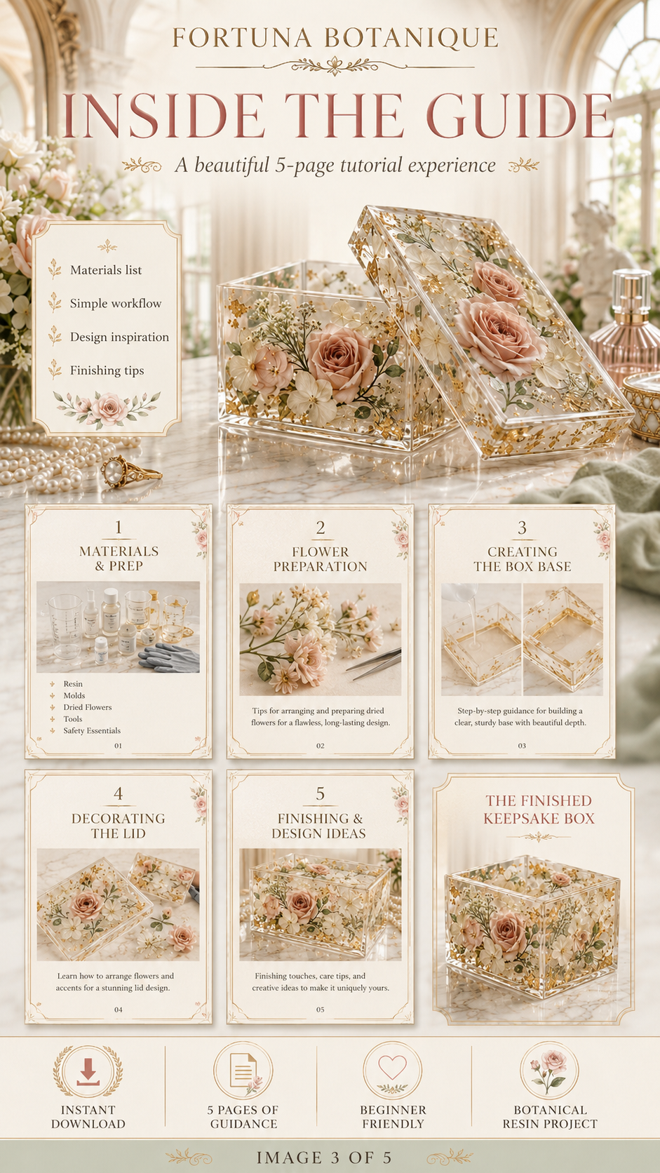 Resin Floral Keepsake Box Tutorial Guide | Botanical Epoxy Resin Craft Digital Download for Beginners