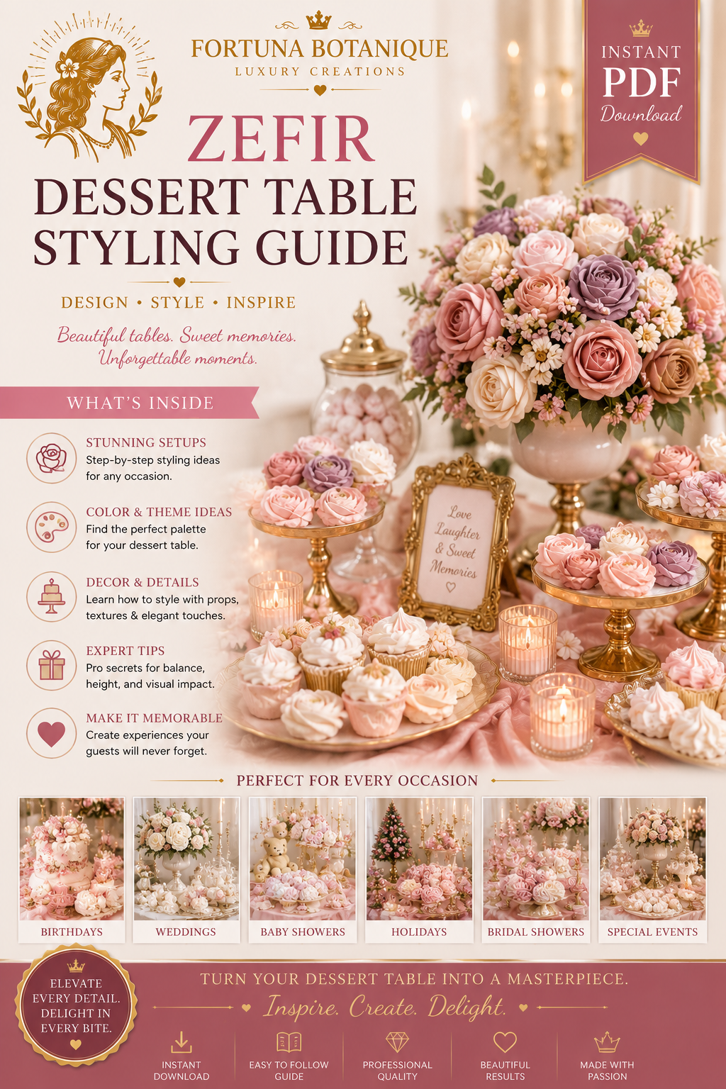 Zefir Dessert Table Styling Guide | Instant PDF