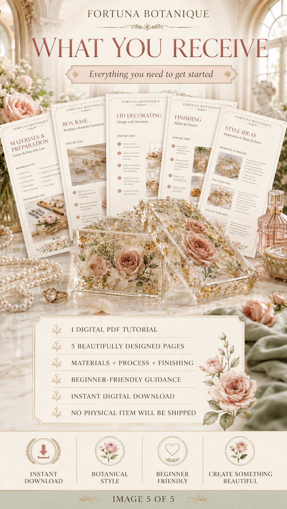 Resin Floral Keepsake Box Tutorial Guide | Botanical Epoxy Resin Craft Digital Download for Beginners