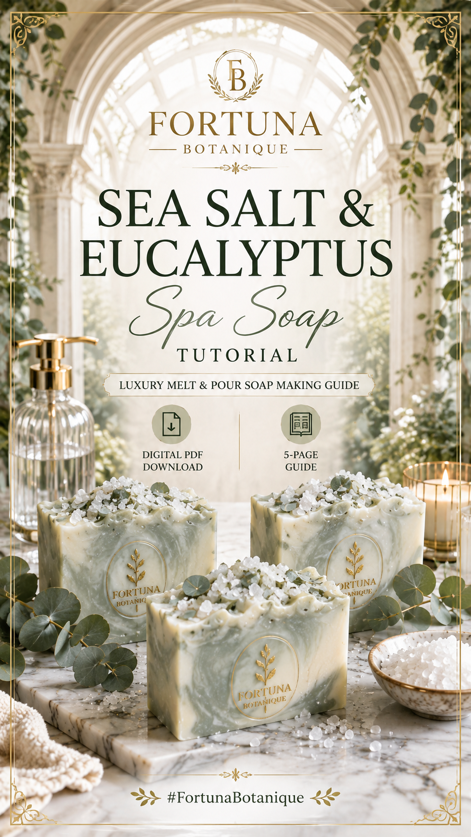 Sea Salt & Eucalyptus Spa Soap Tutorial | Luxury Melt & Pour Soap Making Guide PDF