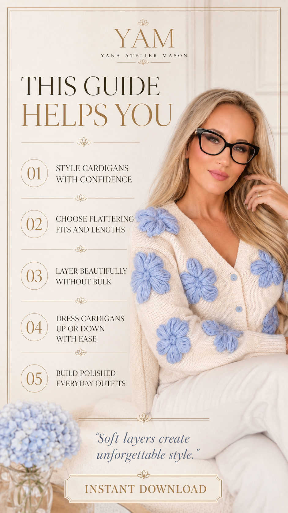 How to Style a Cardigan | Elegant Layering & Outfit Styling Guide | Digital Fashion E-Book
