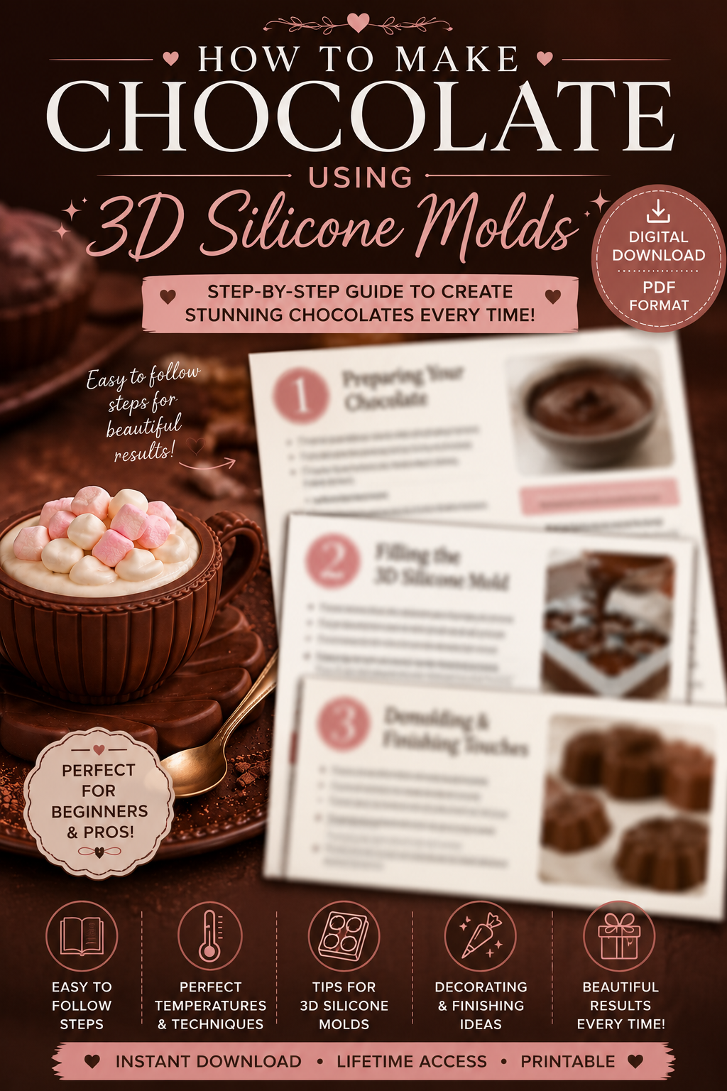 3D Silicone Chocolate Molds Guide | Complete Beginner’s Guide to Choosing, Using & Caring for Silicone Molds (Instant PDF Download)