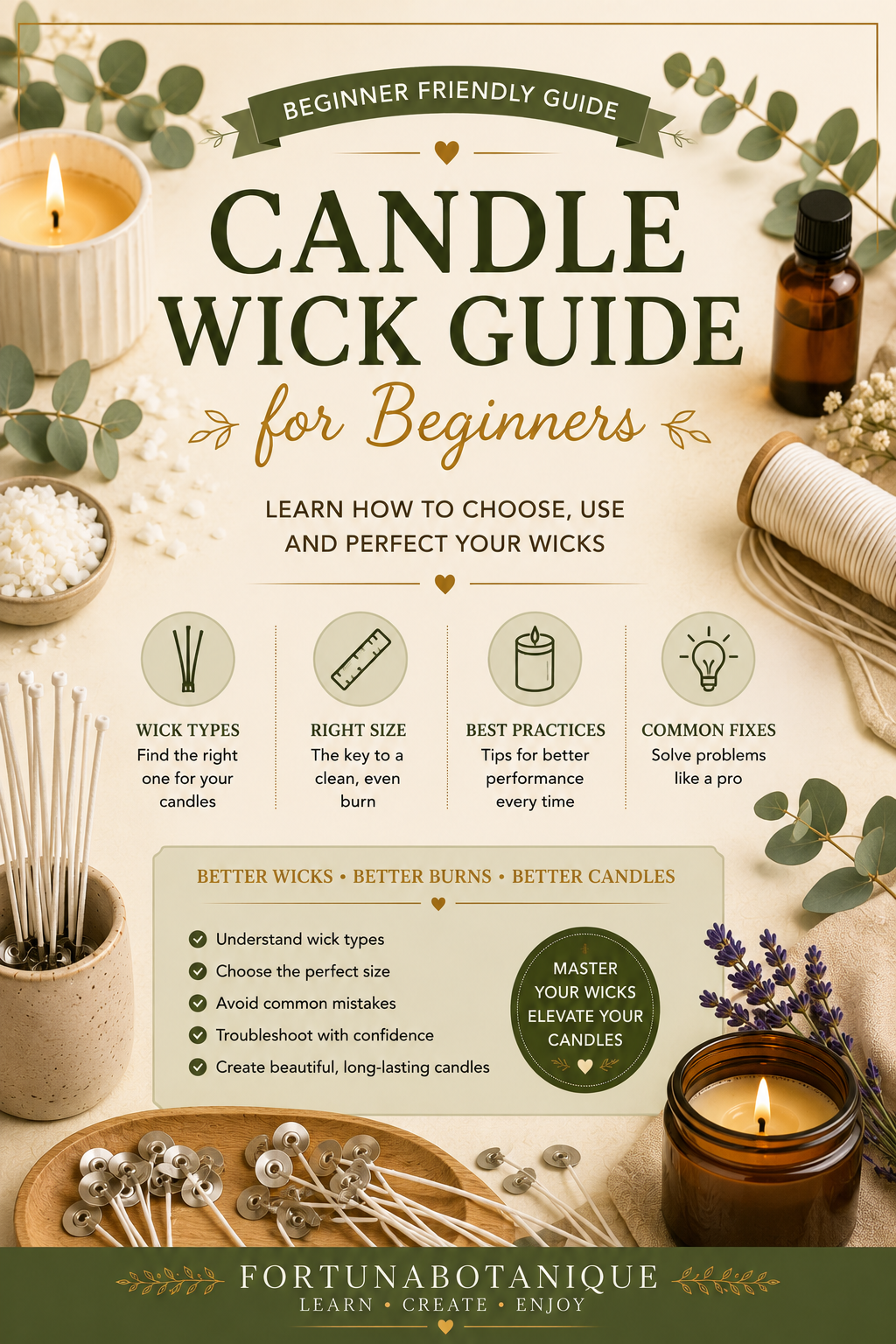 Luxury Candle Wick Guide for Beginners | Complete Candle Wicking & Troubleshooting Guide | Instant PDF Download