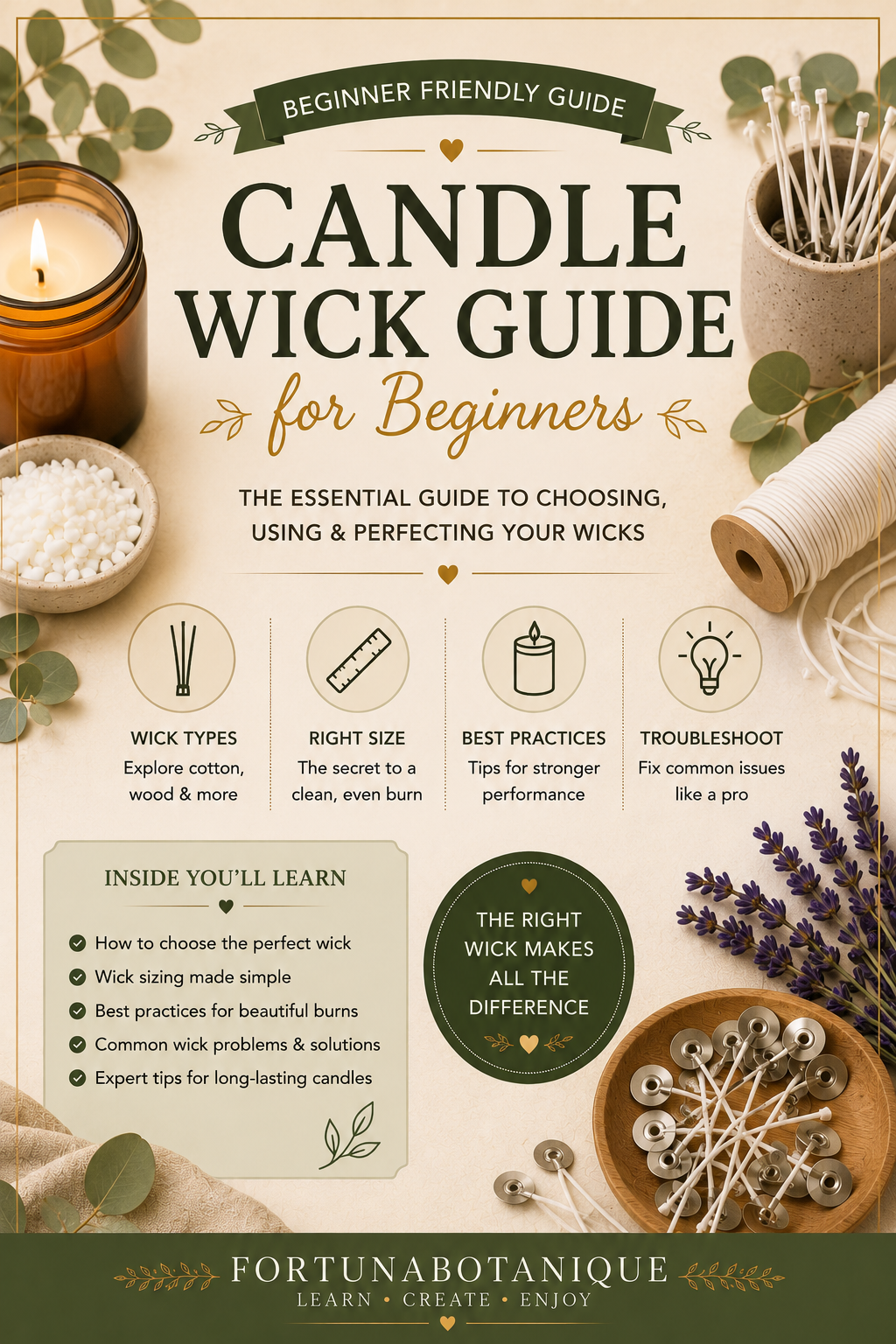 Luxury Candle Wick Guide for Beginners | Complete Candle Wicking & Troubleshooting Guide | Instant PDF Download