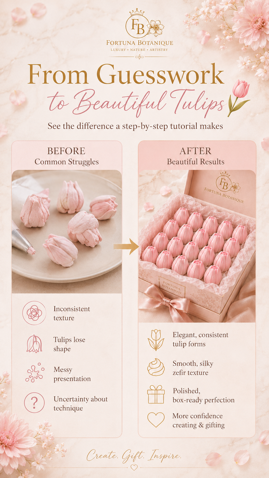 Zefir Tulip Tutorial PDF, Floral Marshmallow Piping Guide, Russian Zefir Flower Tutorial, Tulip Dessert Art, Instant Download