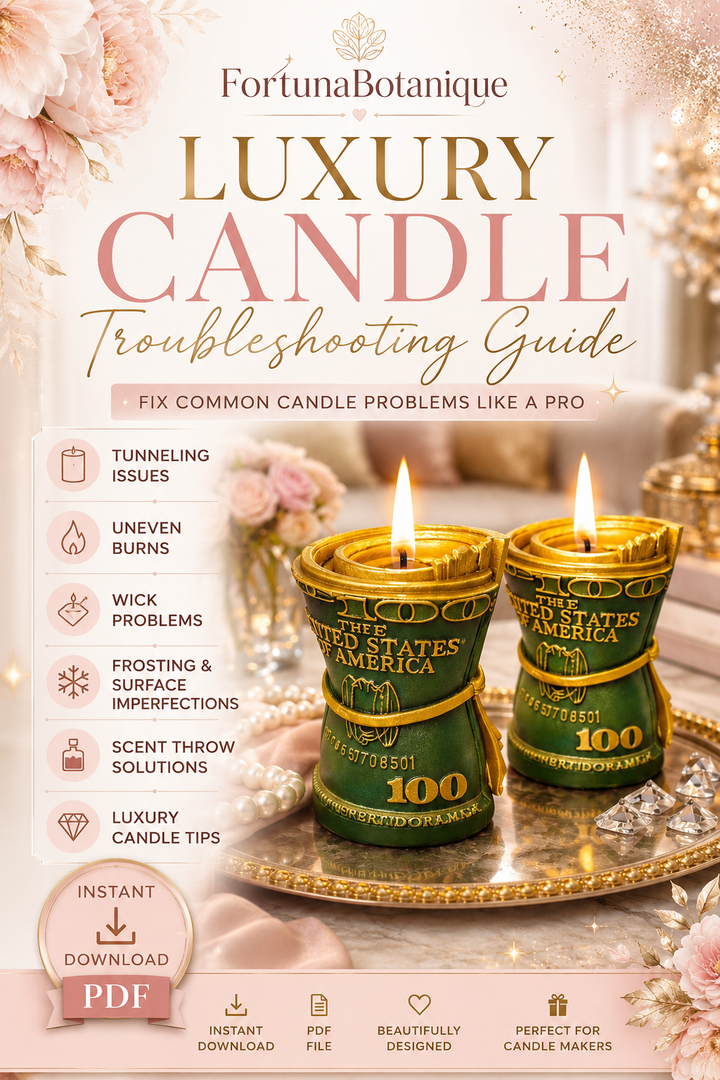 Luxury Candle Troubleshooting Guide | Fix Tunneling, Frosting, Sinkholes, Poor Scent Throw & More | Instant PDF Download