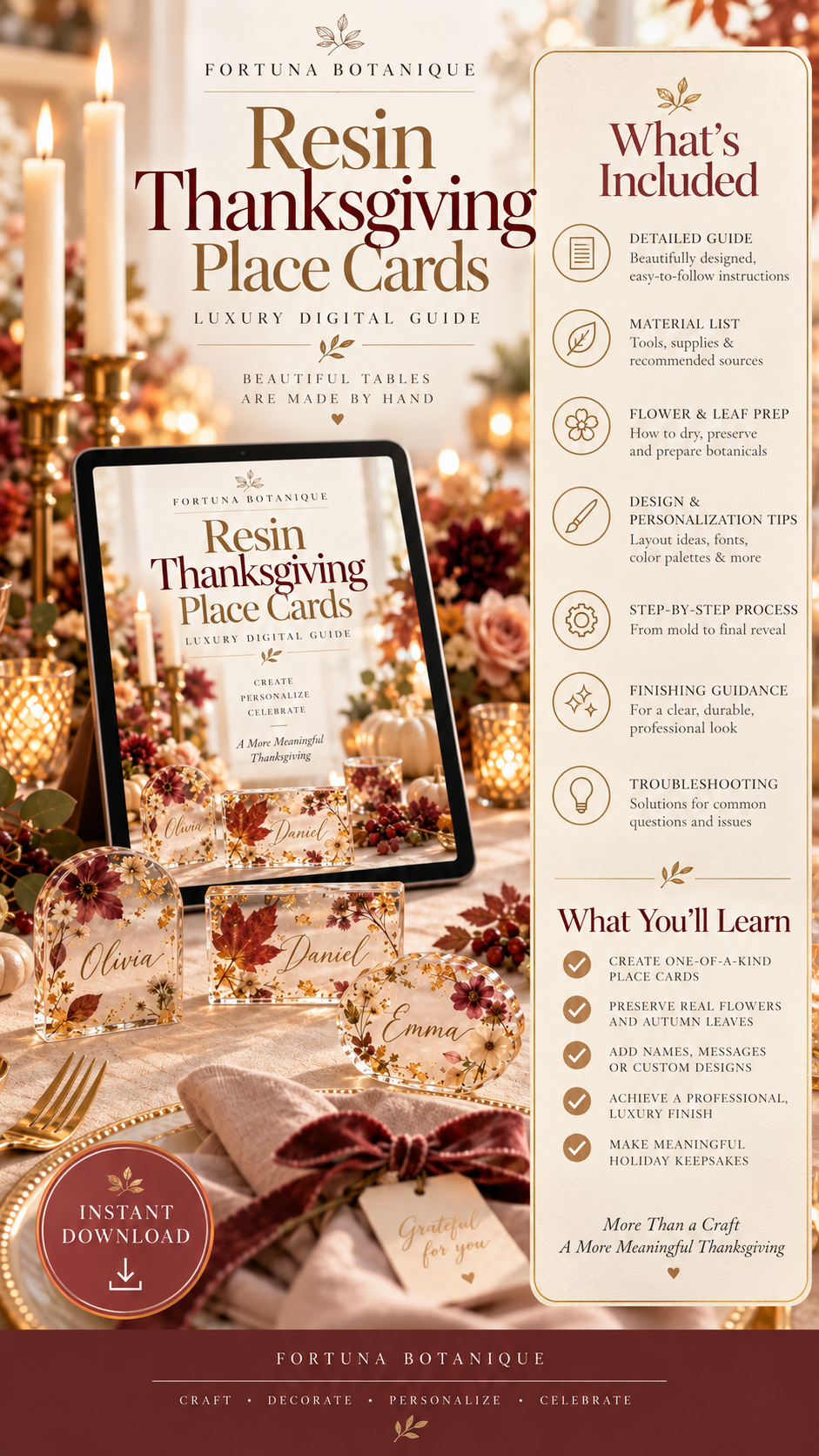 Resin Thanksgiving Place Cards Tutorial | Fall Epoxy Resin Guide