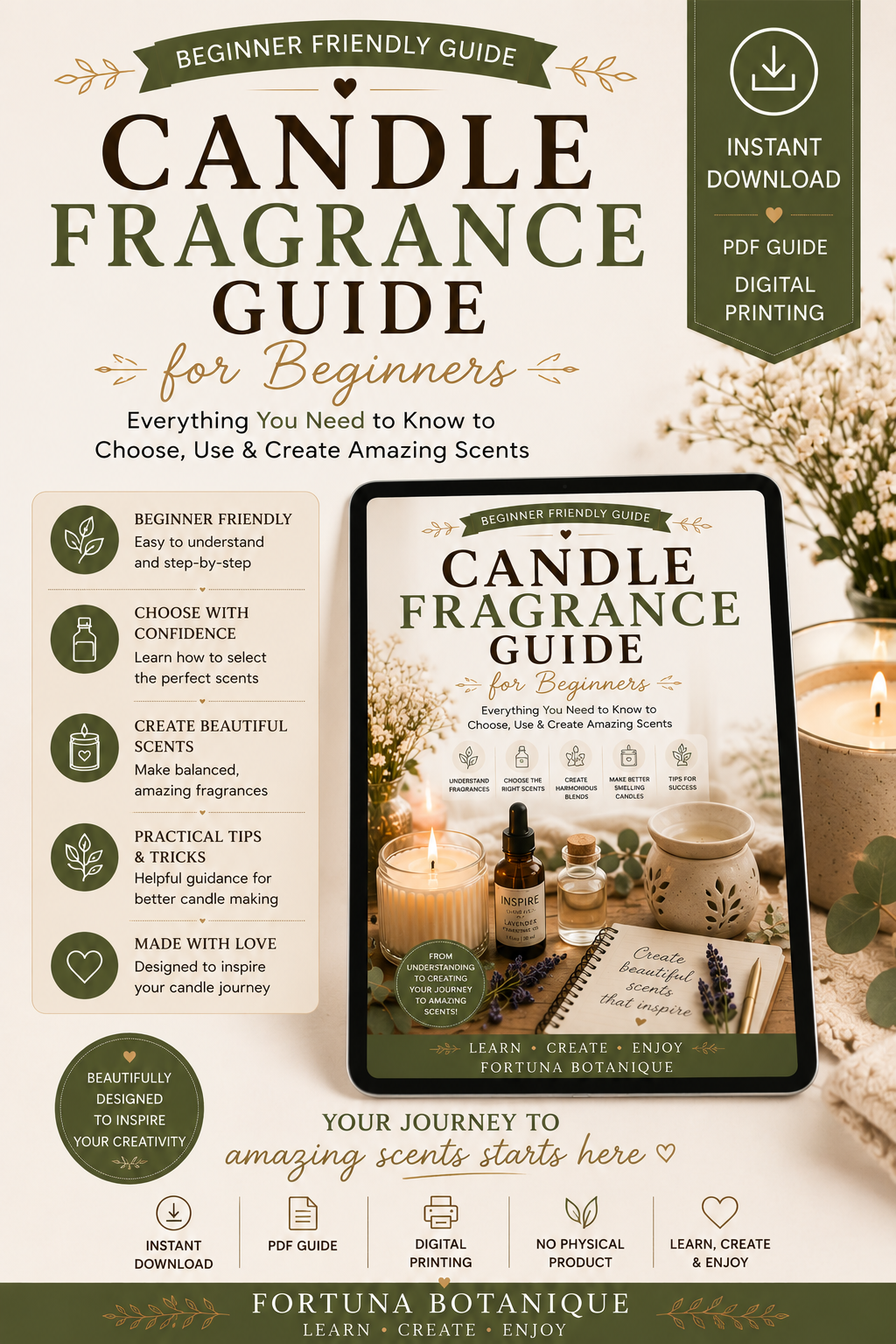 Luxury Candle Fragrance Guide for Beginners | Choose the Best Candle Scents, Fragrance Oils & Scent Load | Instant PDF Download
