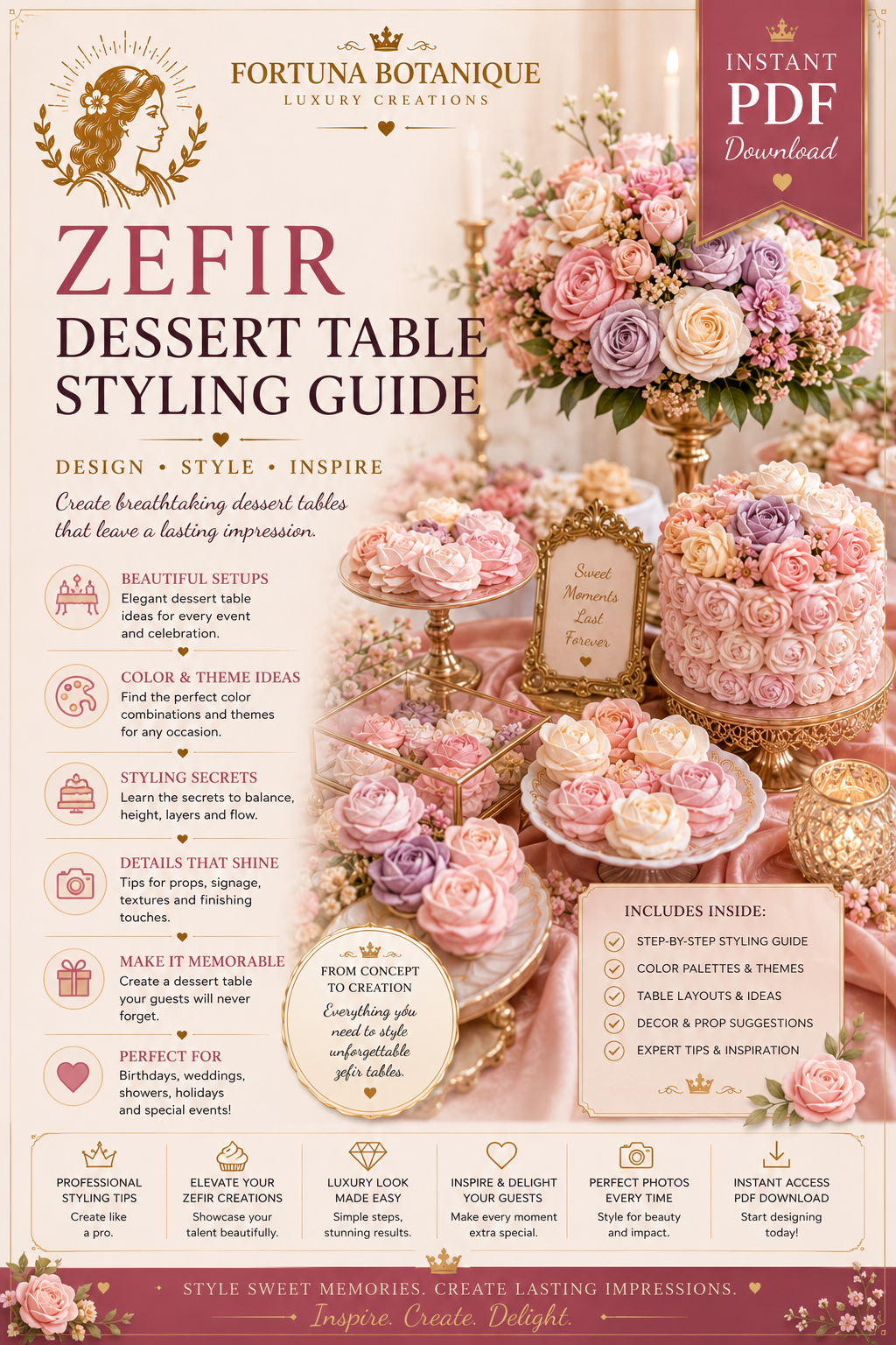 Zefir Dessert Table Styling Guide | Instant PDF