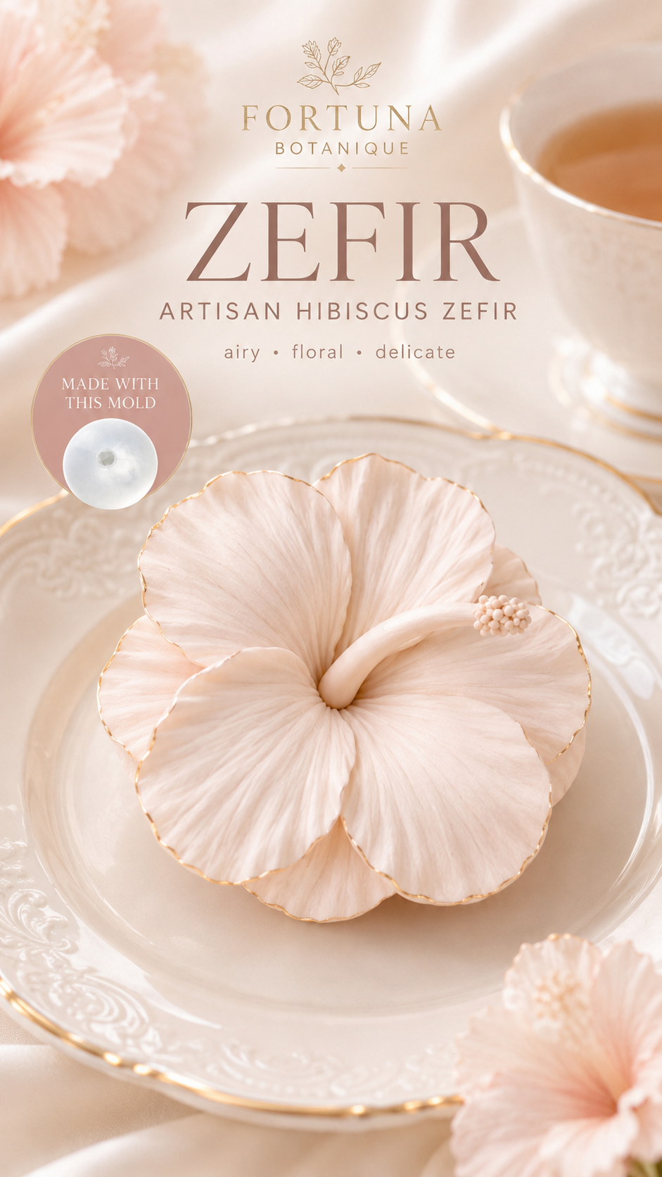 Hibiscus Silicone Flower Mold for Soap, Candles, Resin, Chocolate & Zefir