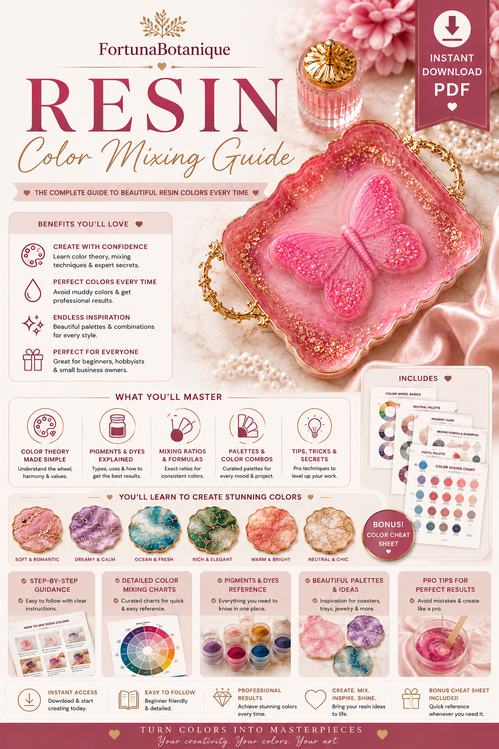 Resin Color Mixing Guide | How to Create Beautiful Custom Resin Colors | Instant PDF Download