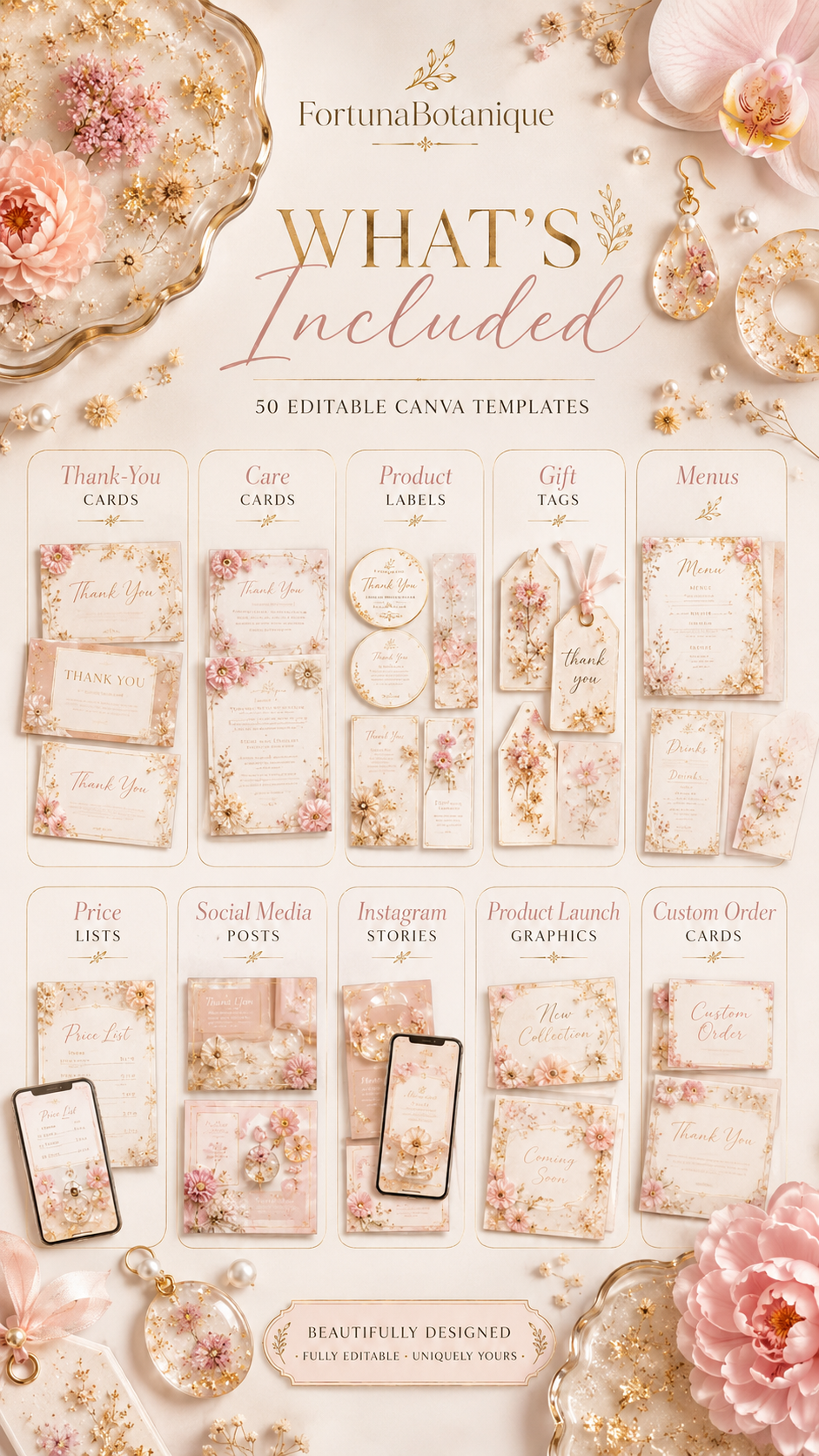 Luxury Resin Business Canva Templates | 50 Editable Designs