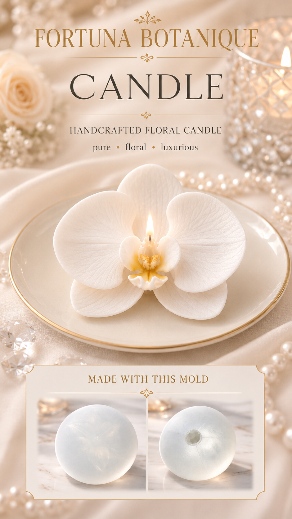 Orchid Silicone Flower Mold for Soap, Candles, Resin, Chocolate & Zefir