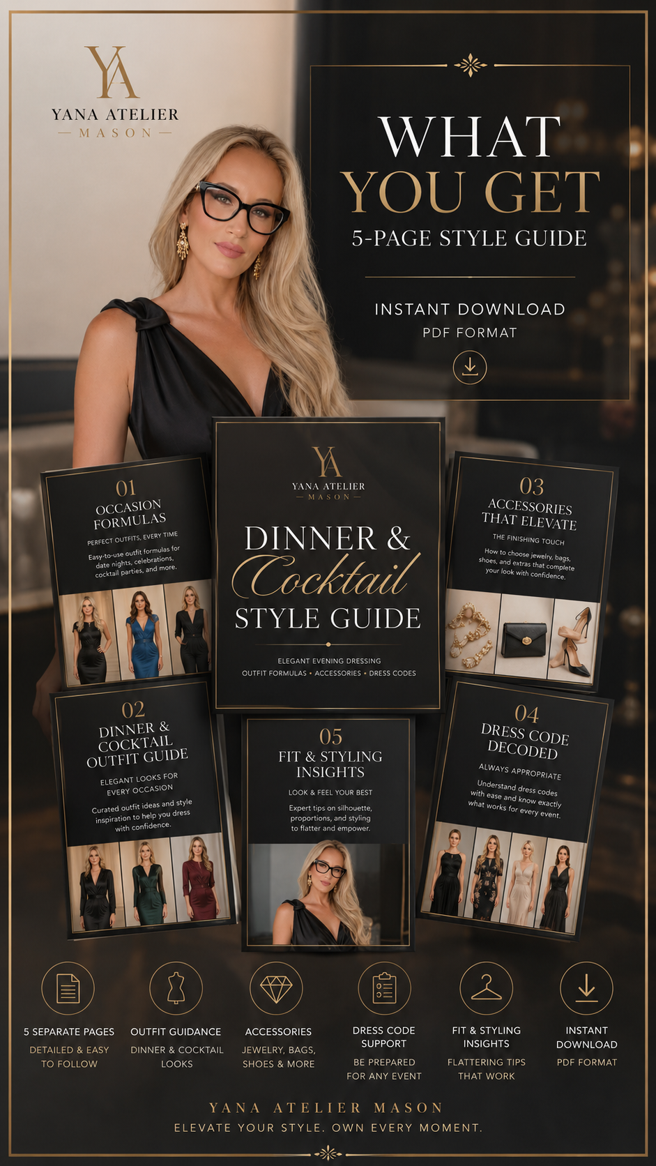 Dinner & Cocktail Style Guide | Elegant Evening Outfits, Date Night Fashion, Cocktail Attire & Styling PDF