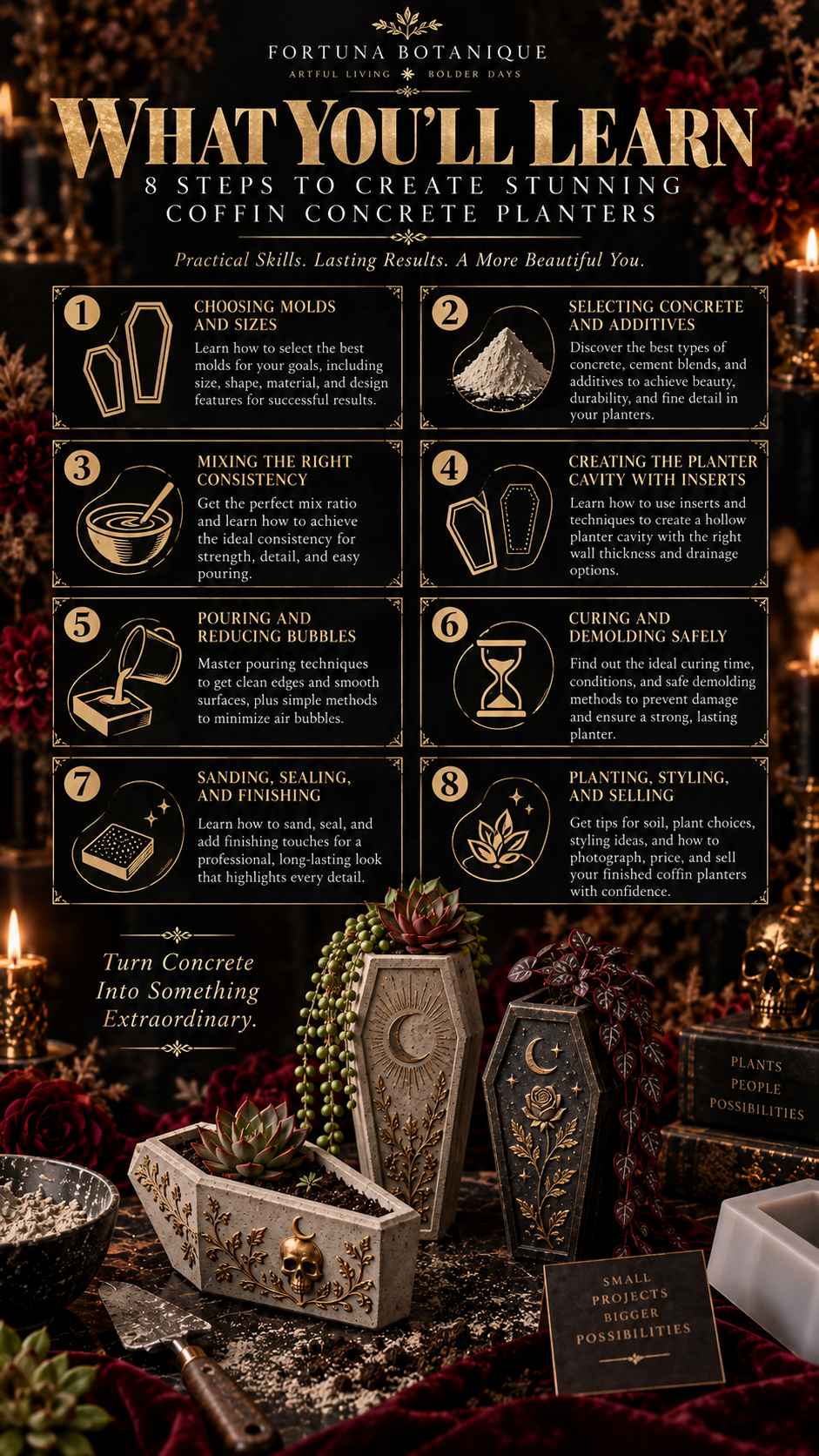 Coffin Concrete Planters Guide | Step-by-Step Halloween Planter Project