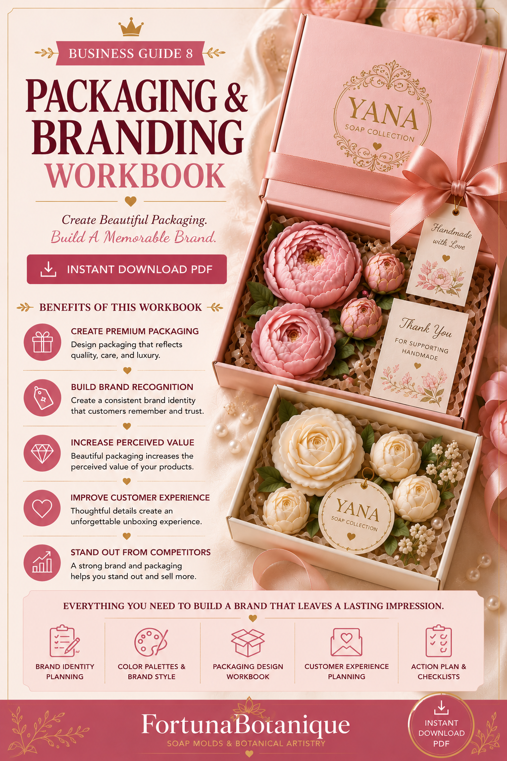 Luxury Packaging & Branding Workbook for Handmade Businesses | Build a Premium Brand Identity | Instant PDF Download