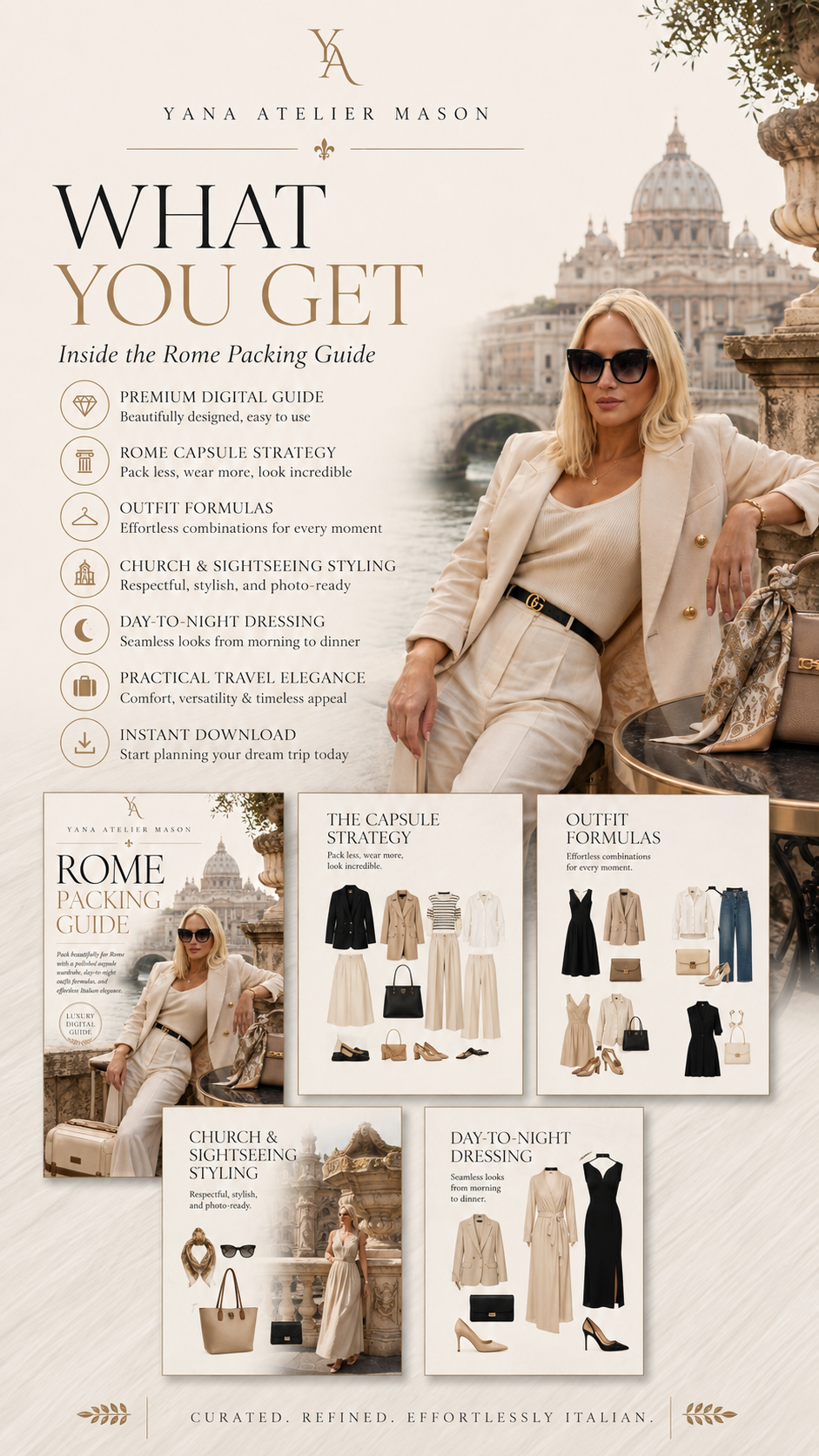 Rome Packing Guide | Chic Italian Travel Capsule Wardrobe & Carry-On Style Digital Guide