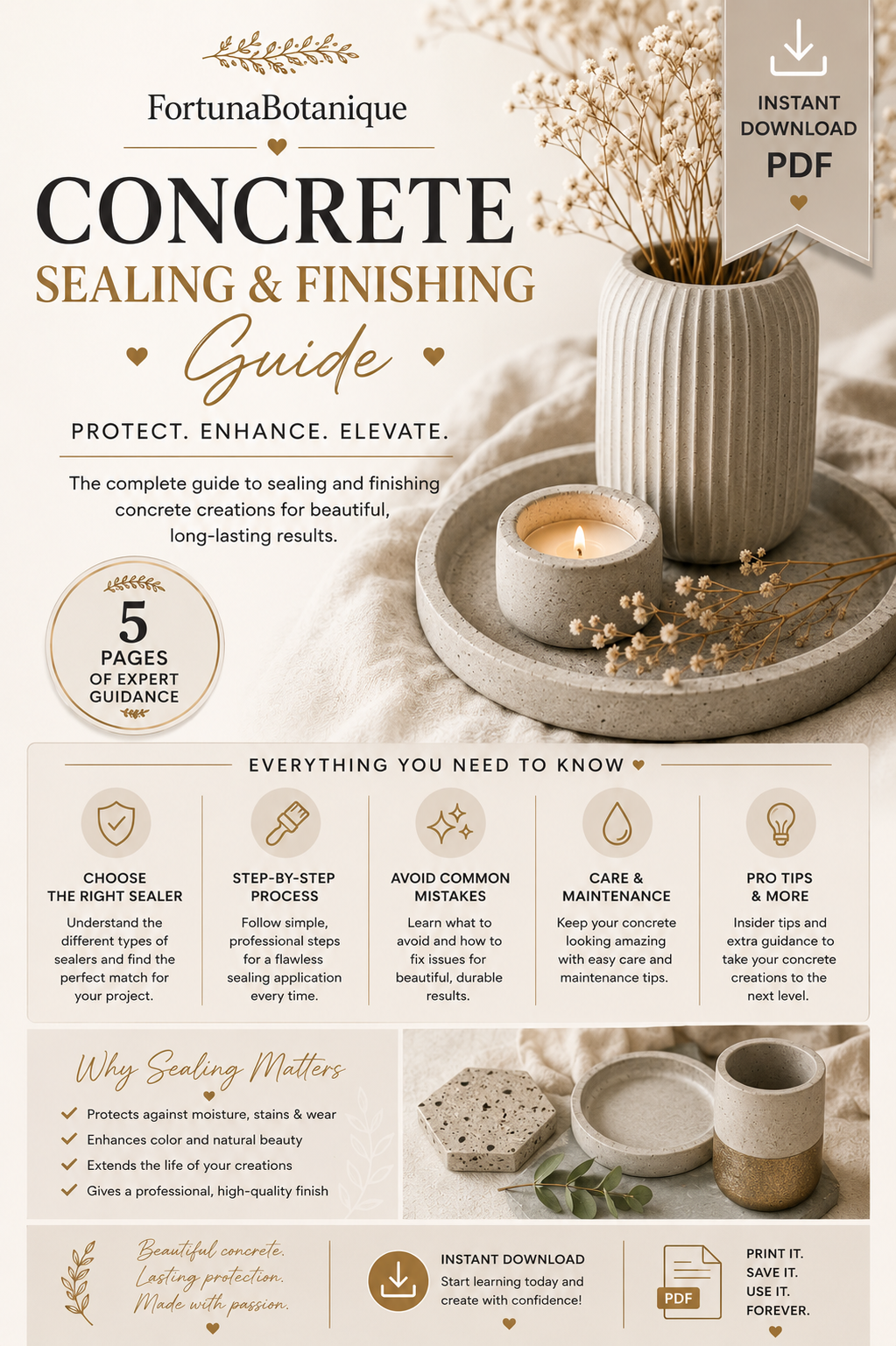 Concrete Sealing & Finishing Guide | Protect, Enhance & Finish Concrete Projects | Instant PDF Download