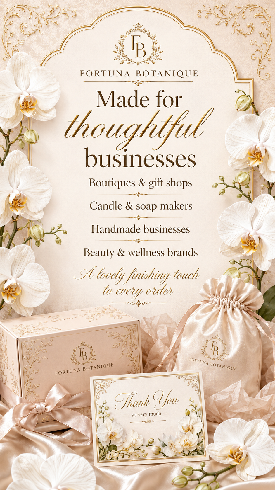 Luxury White Orchid Printable Thank You Cards | 50 Small Business Cards