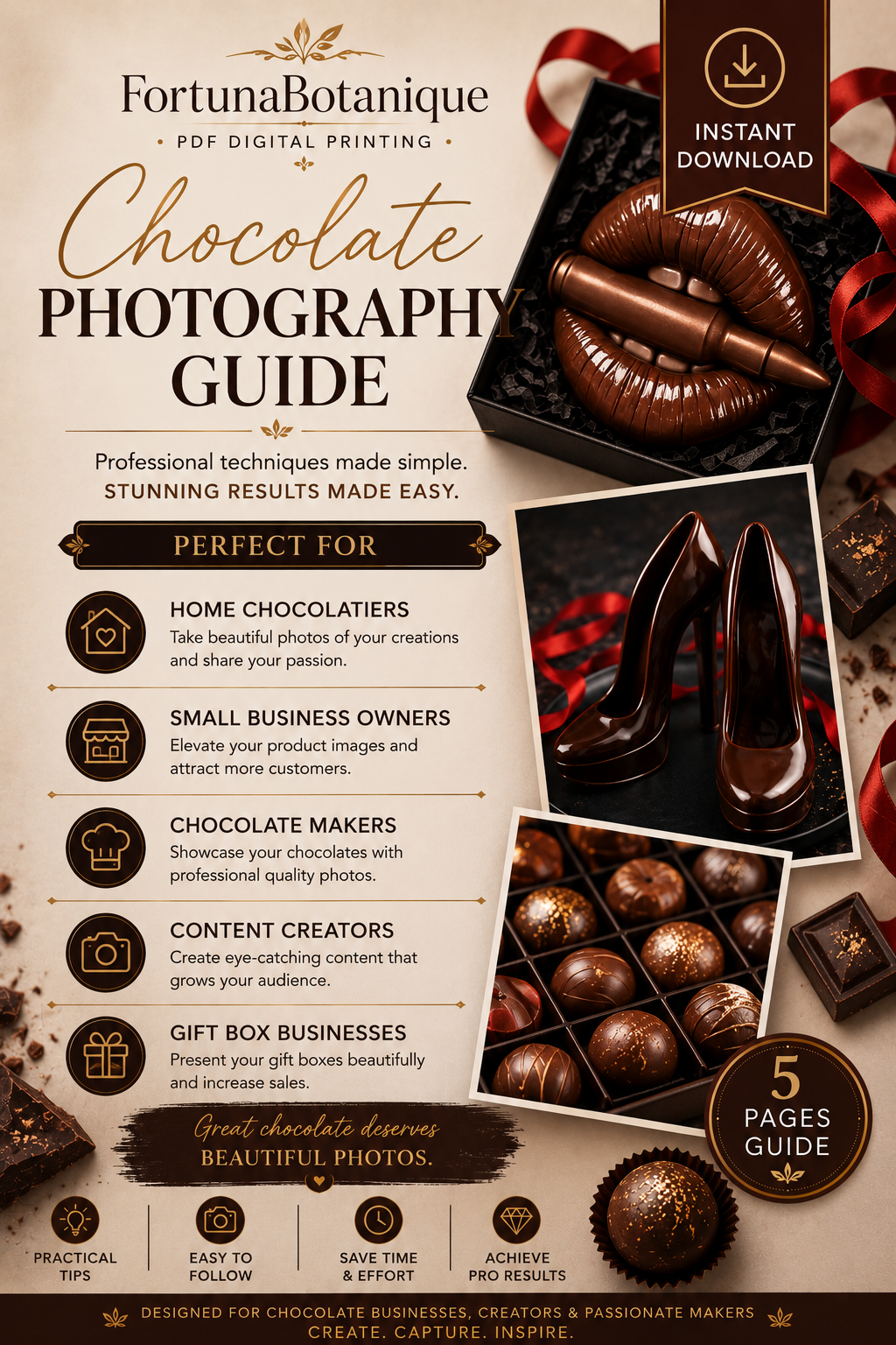 Luxury Chocolate Photography Guide | Master Product Styling, Lighting & Content Creation for Chocolate Brands (Instant PDF Download)