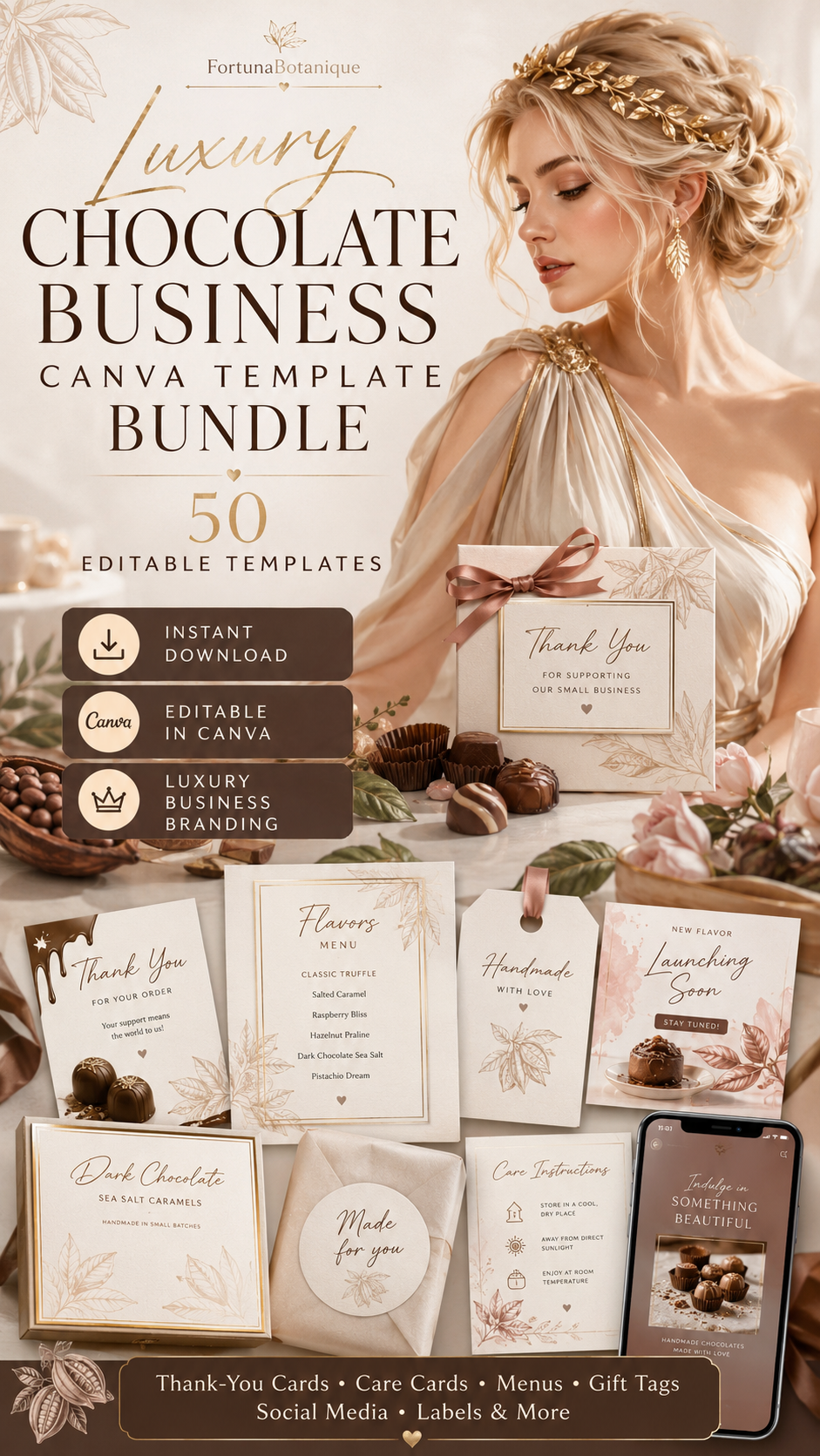 Luxury Chocolate Business Canva Templates | 50 Editable Designs